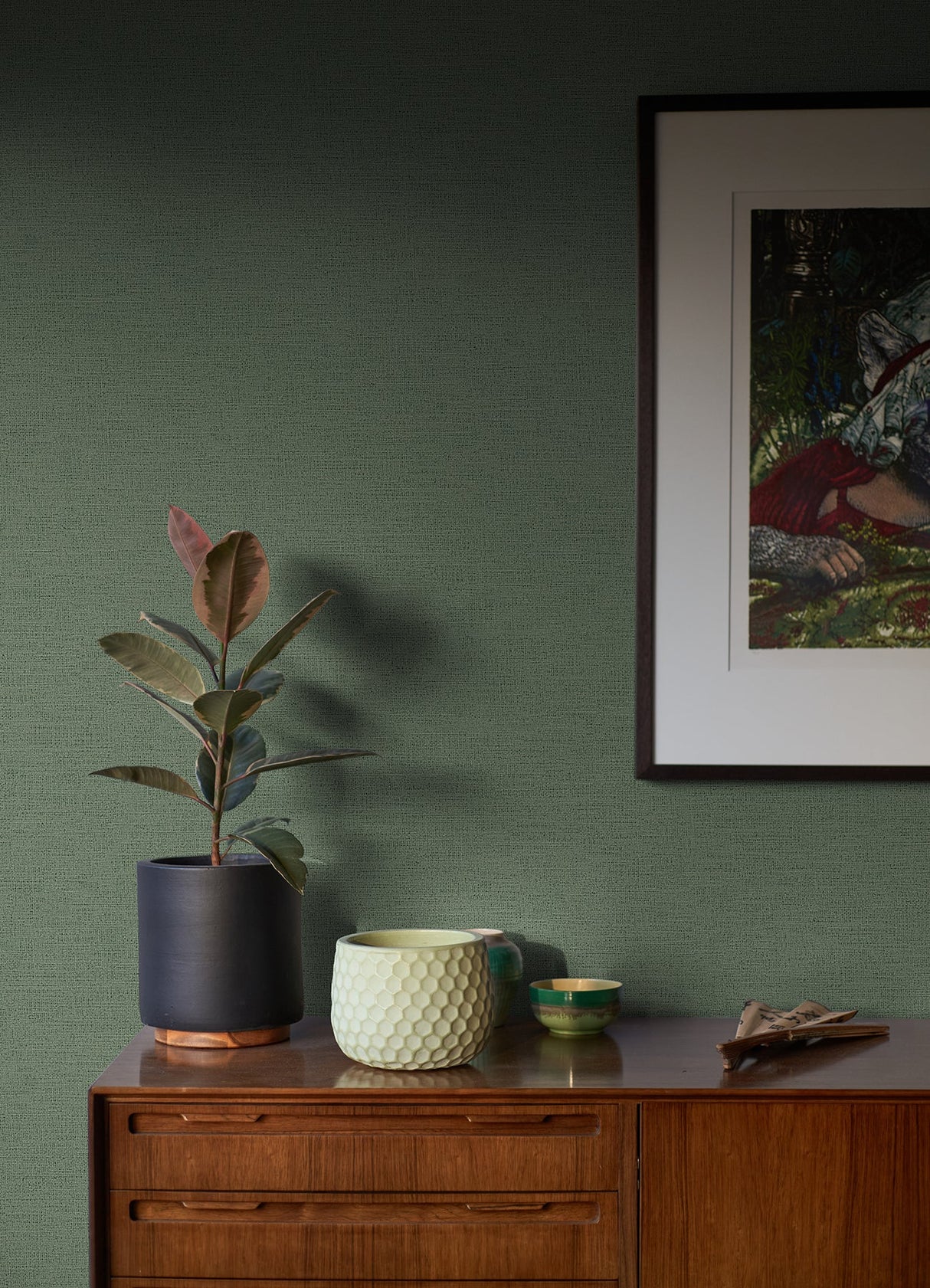 Advantage 4044-37178-7 Estefan Dark Green Distressed Texture Wallpaper