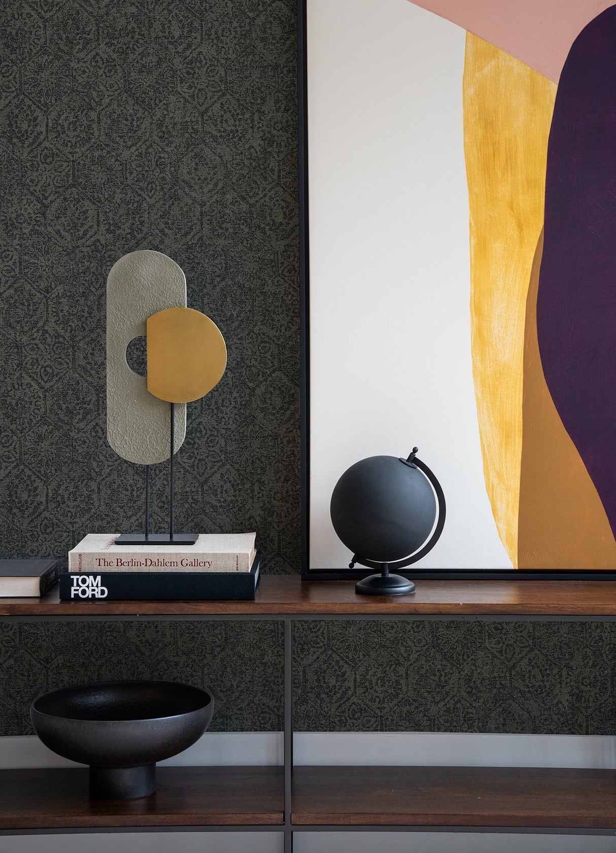 Advantage 4044-38022-3 Edsel Charcoal Geometric Wallpaper