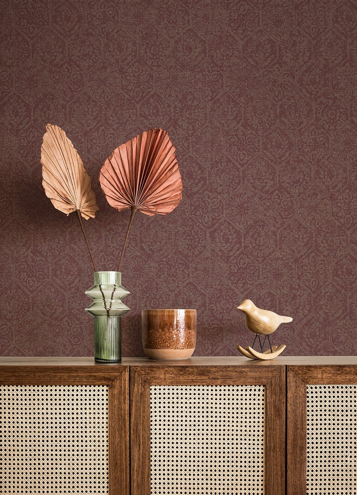 Advantage 4044-38022-4 Edsel Maroon Geometric Wallpaper