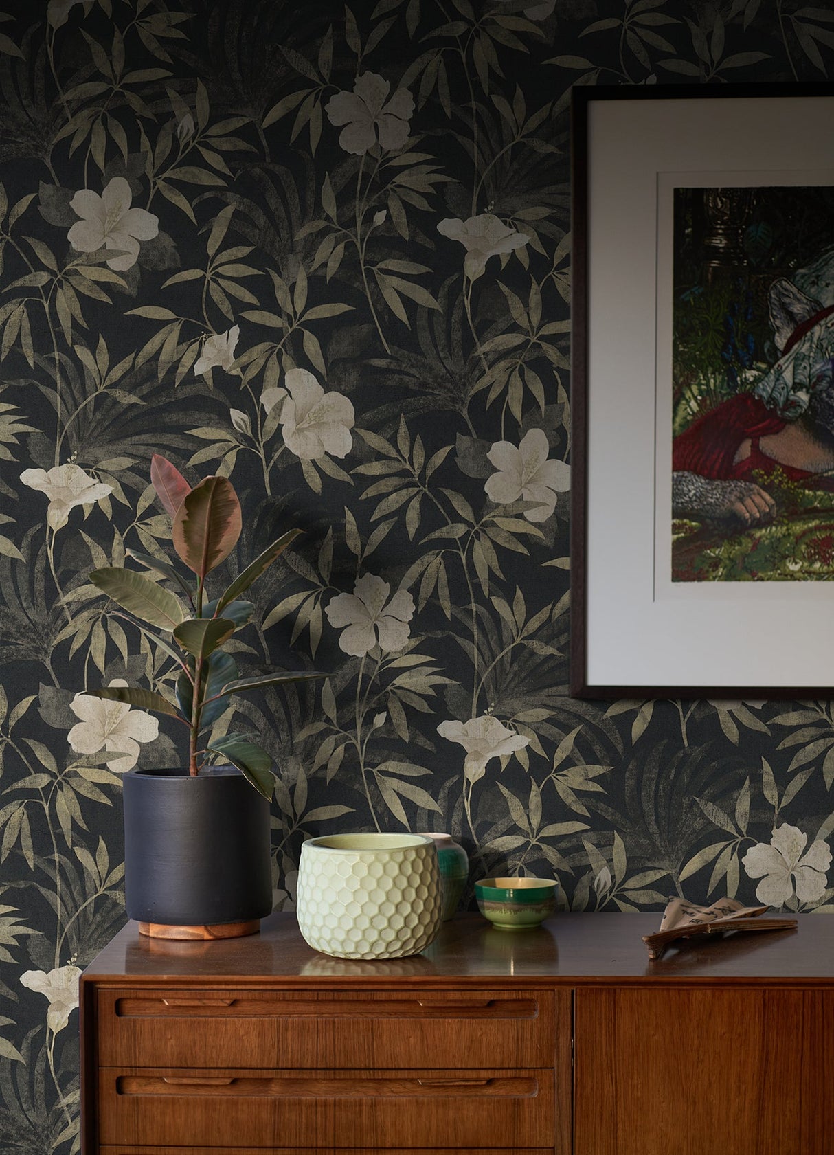 Advantage 4044-38028-2 Malecon Charcoal Floral Wallpaper