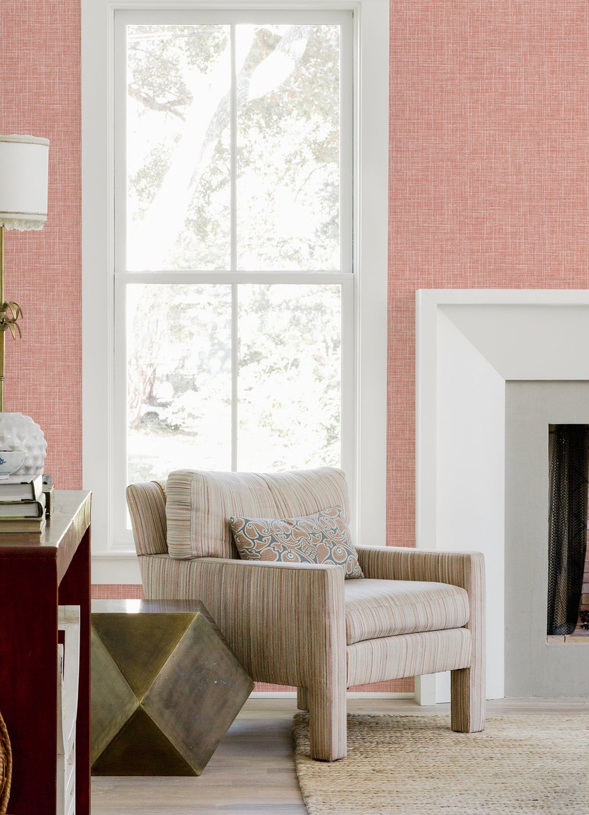 A-Street Prints 4046-26355 Emerson Coral Linen Wallpaper