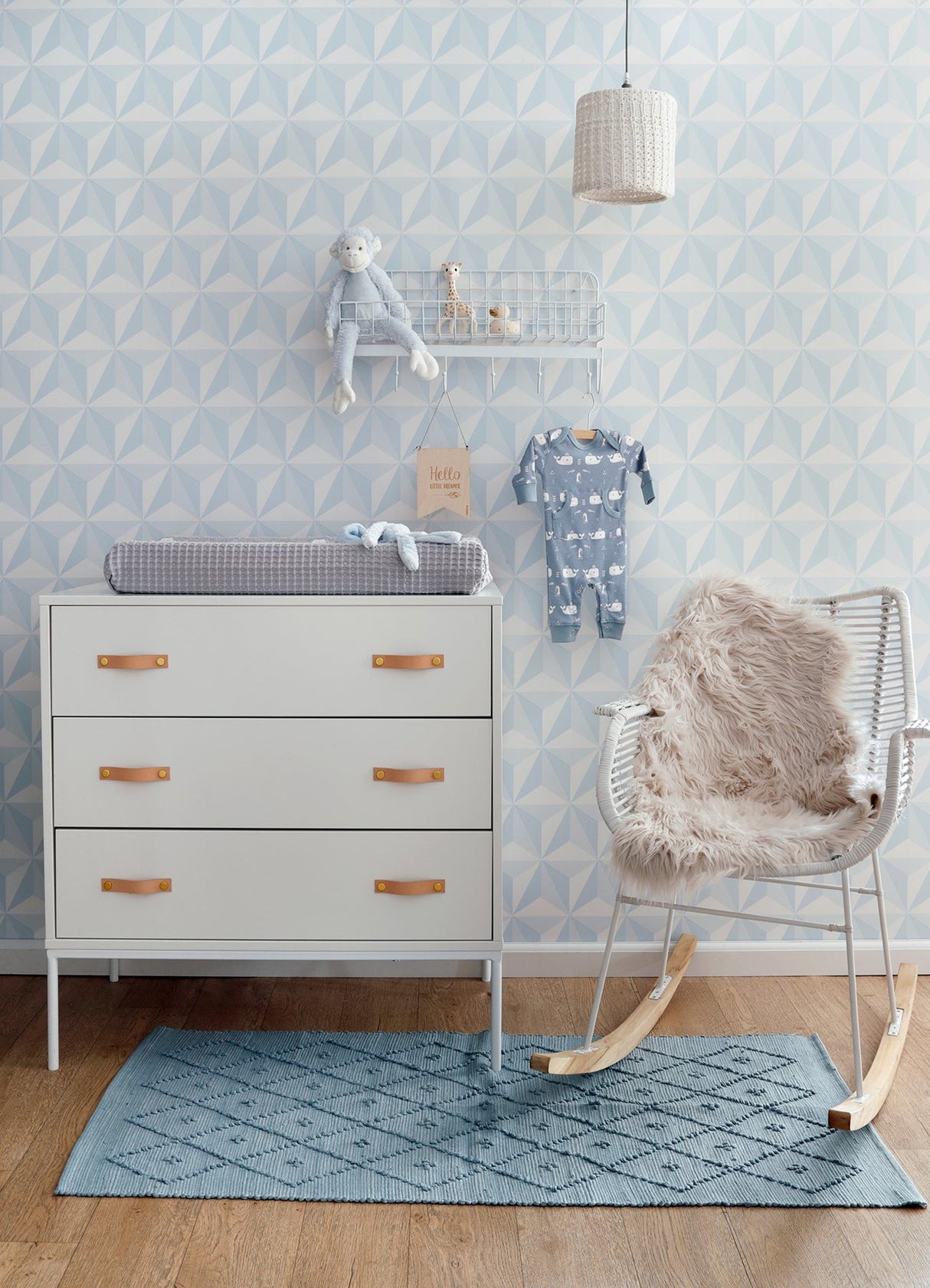 Chesapeake 4060-138912 Adella Sky Blue Geometric Wallpaper
