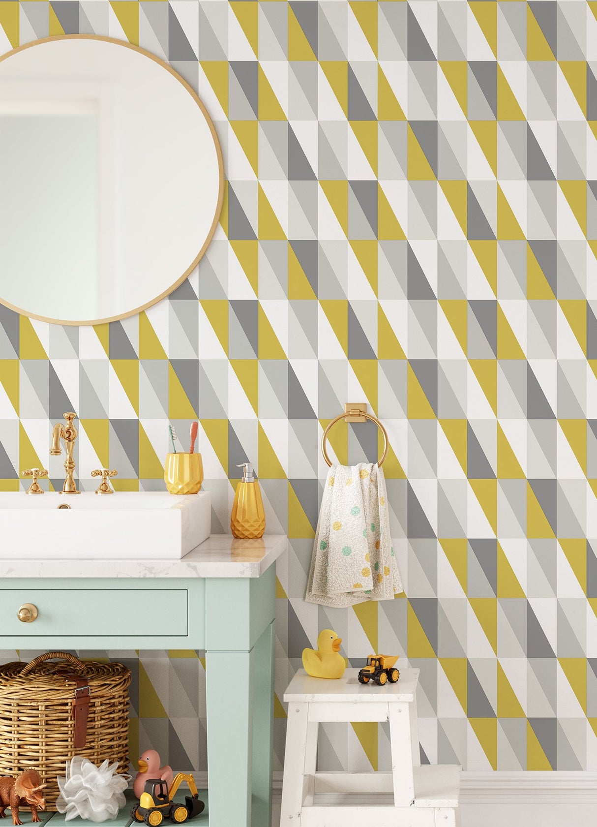 Chesapeake 4060-138921 Inez Mustard Geometric Wallpaper