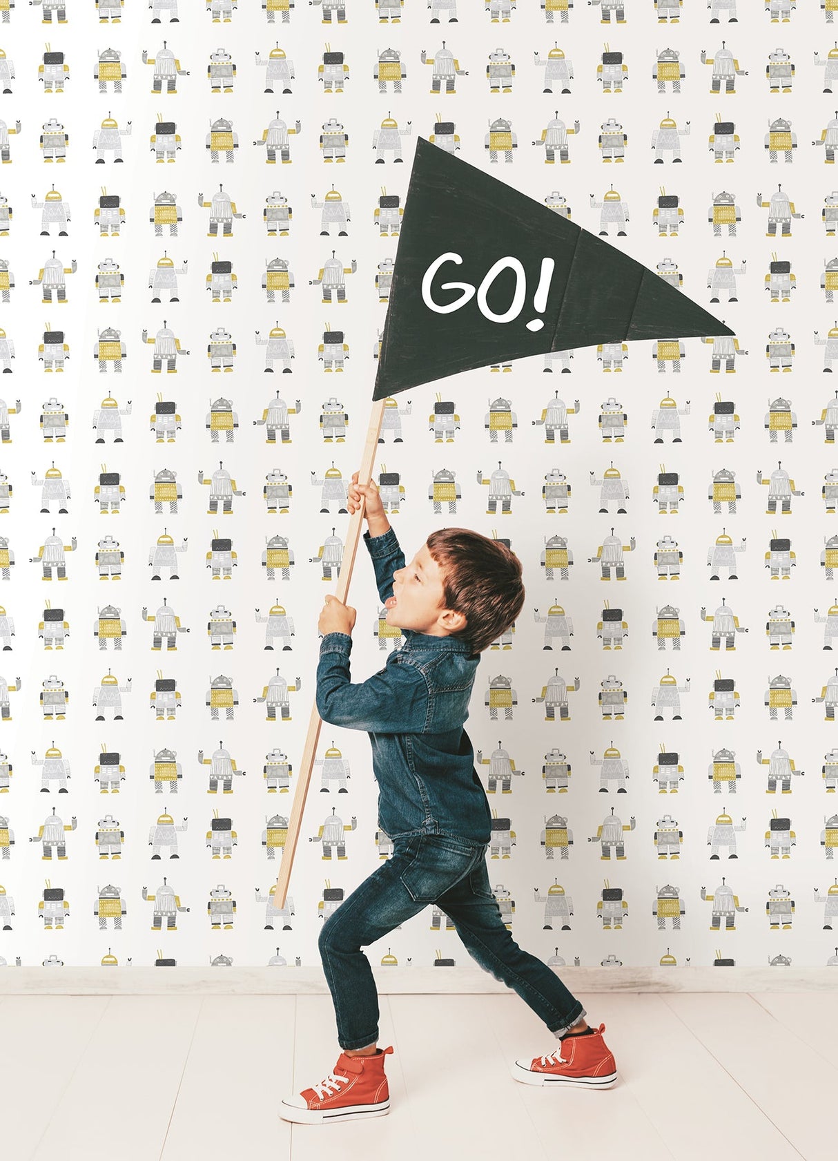 Chesapeake 4060-138940 Callum Gold Robots Wallpaper