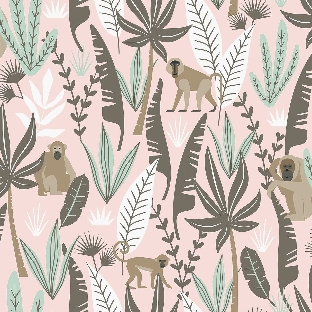 Chesapeake 4060-139072 Kiki Pink Monkeys Wallpaper