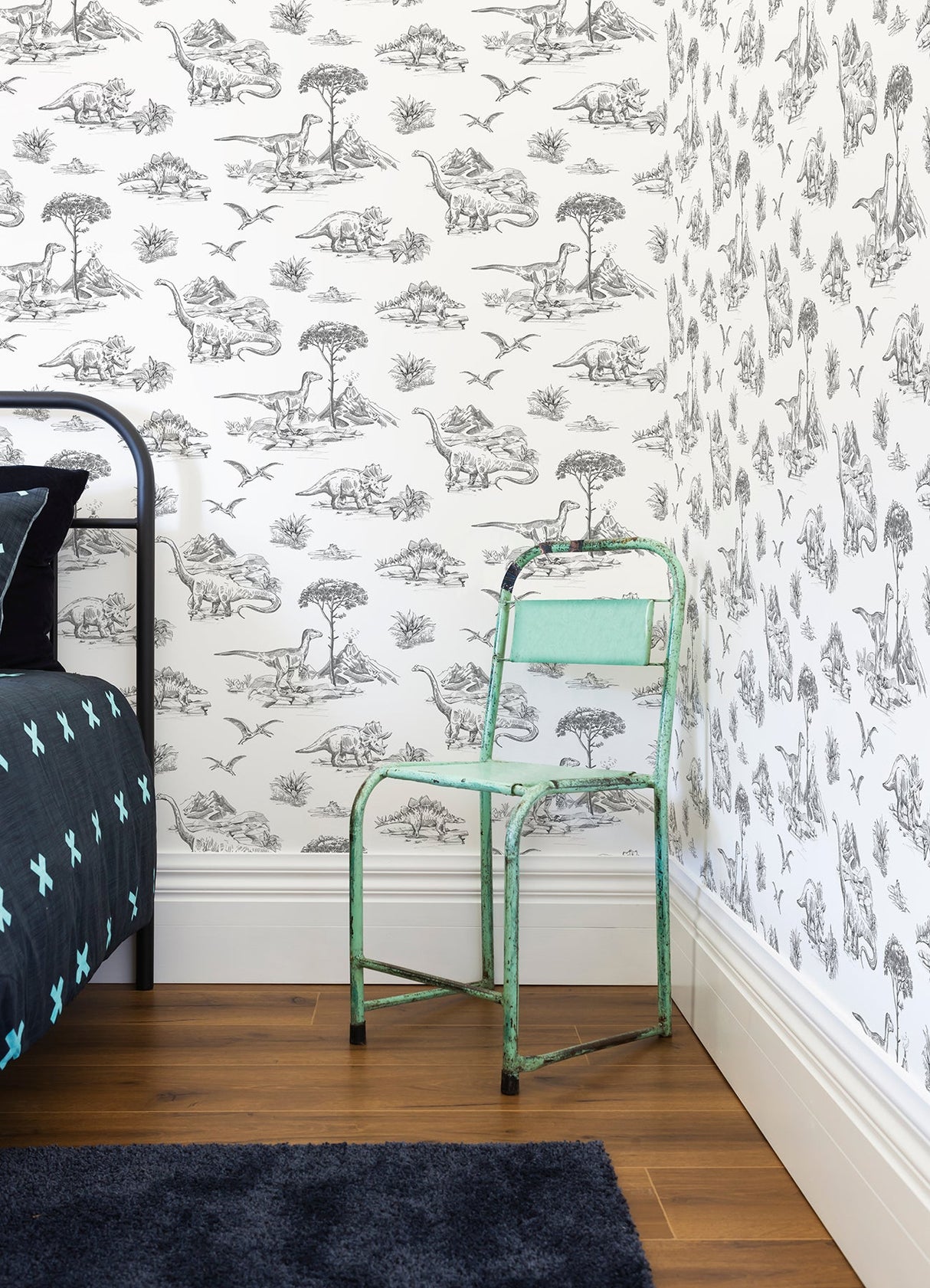 Chesapeake 4060-139269 Isolde Charcoal Dinosaurs Wallpaper