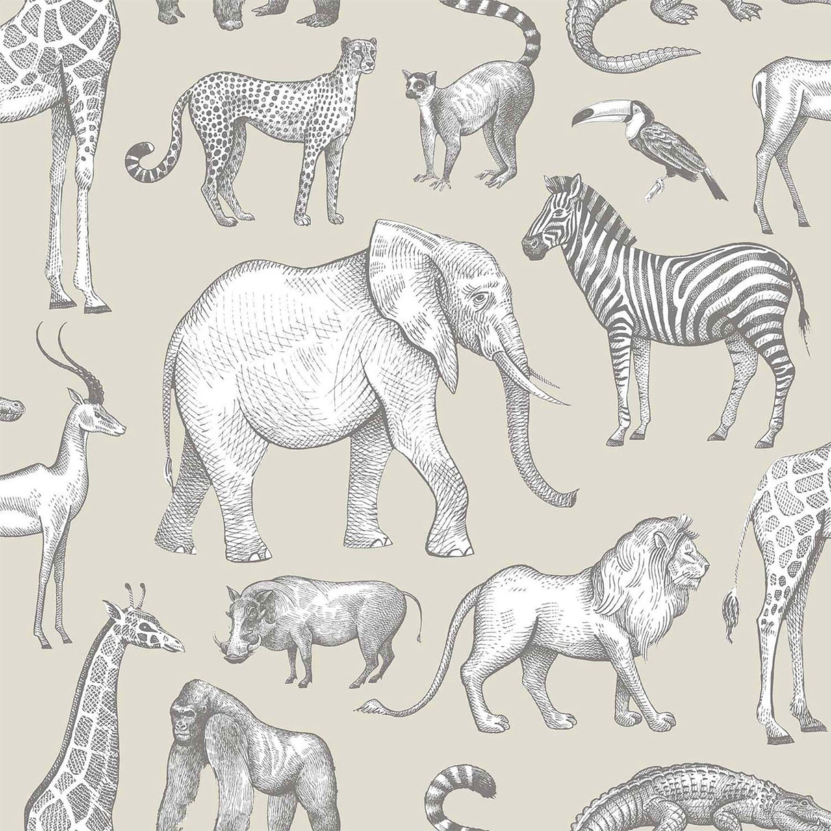 Chesapeake 4060-139270 Kenji Taupe Safari Wallpaper