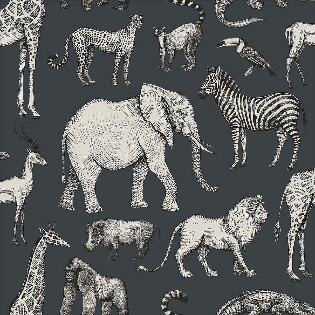 Chesapeake 4060-139272 Kenji Navy Safari Wallpaper