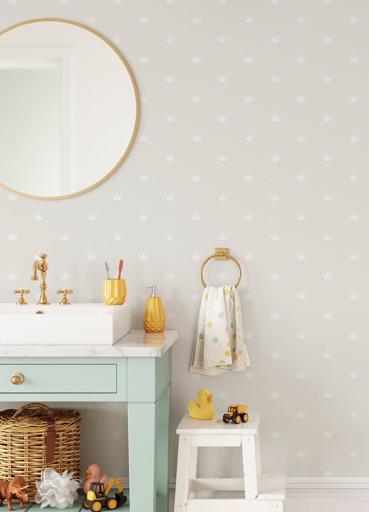 Chesapeake 4060-347703 Bea Silver Crowns Wallpaper