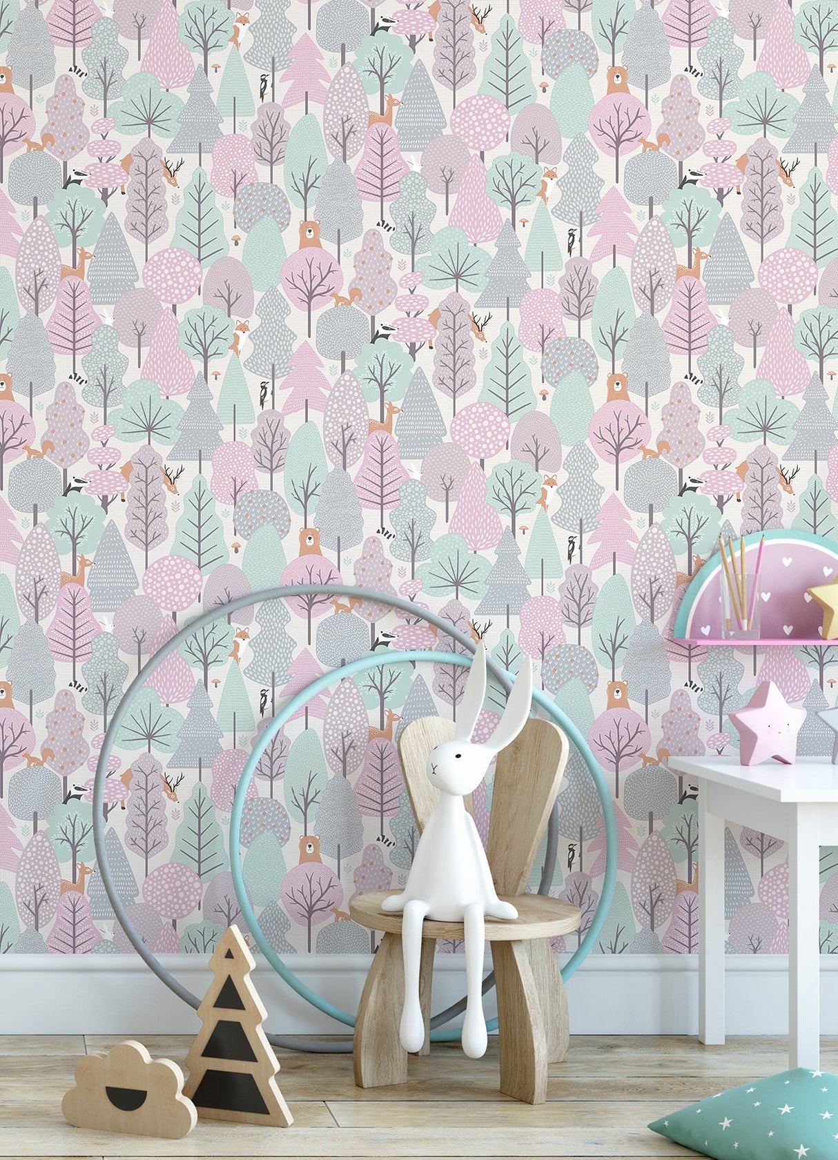 Chesapeake 4060-51603 Quillen Pink Forest Wallpaper