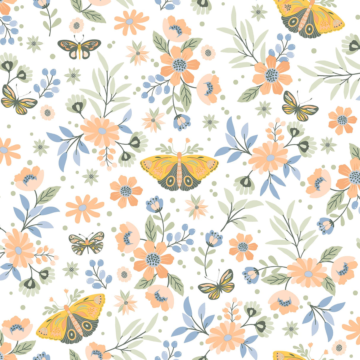 Chesapeake 4060-58105 Zev Coral Butterfly Wallpaper