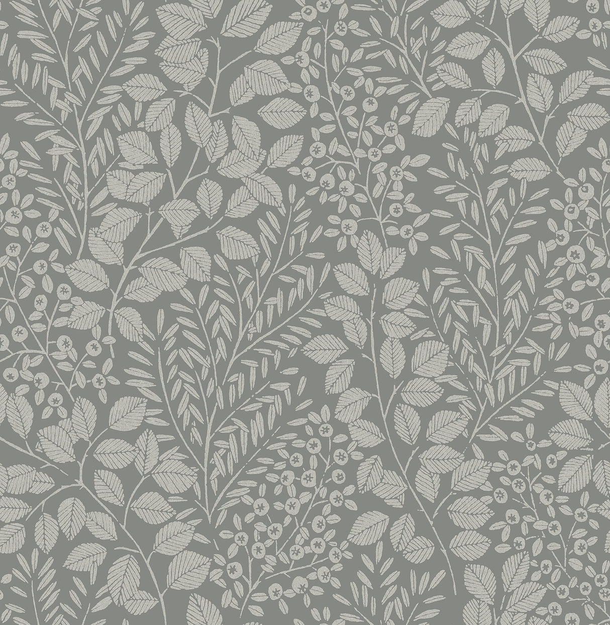 A-Street Prints 4066-26519 Elin Charcoal Berry Botanical Wallpaper