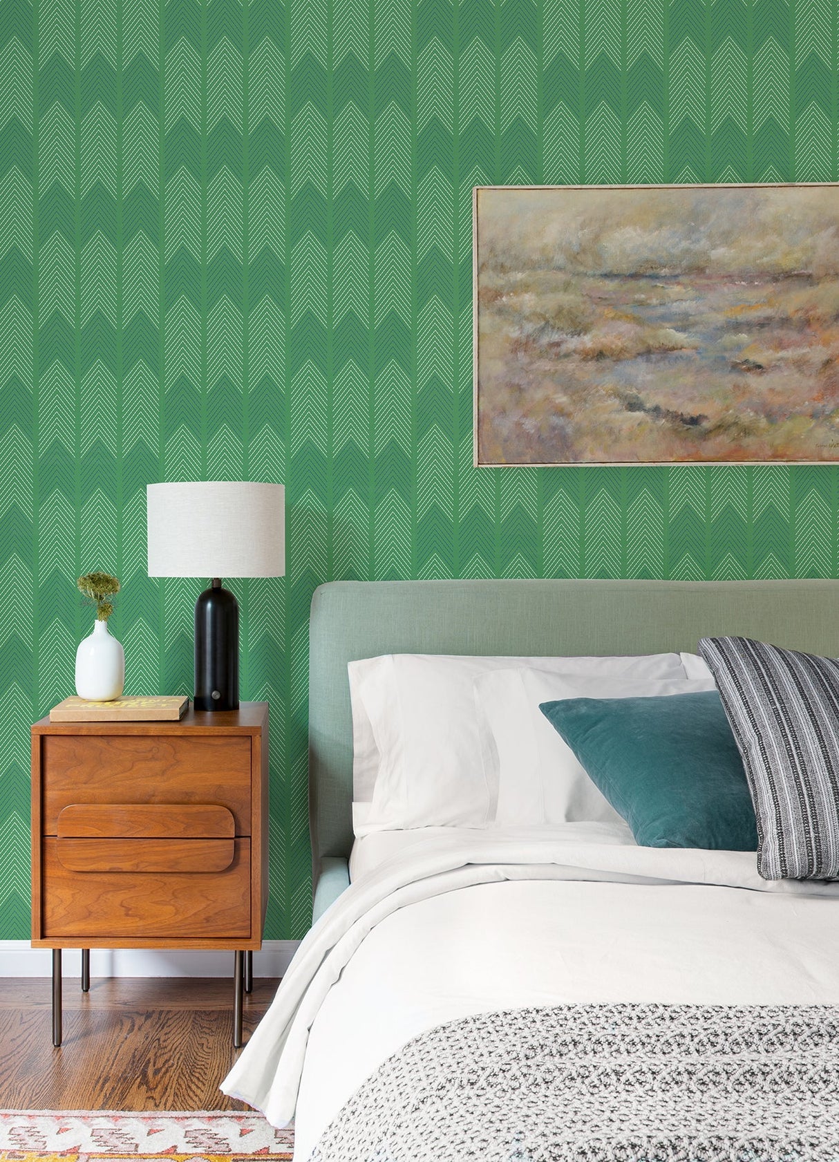A-Street Prints 4066-26525 Nyle Green Chevron Stripes Wallpaper
