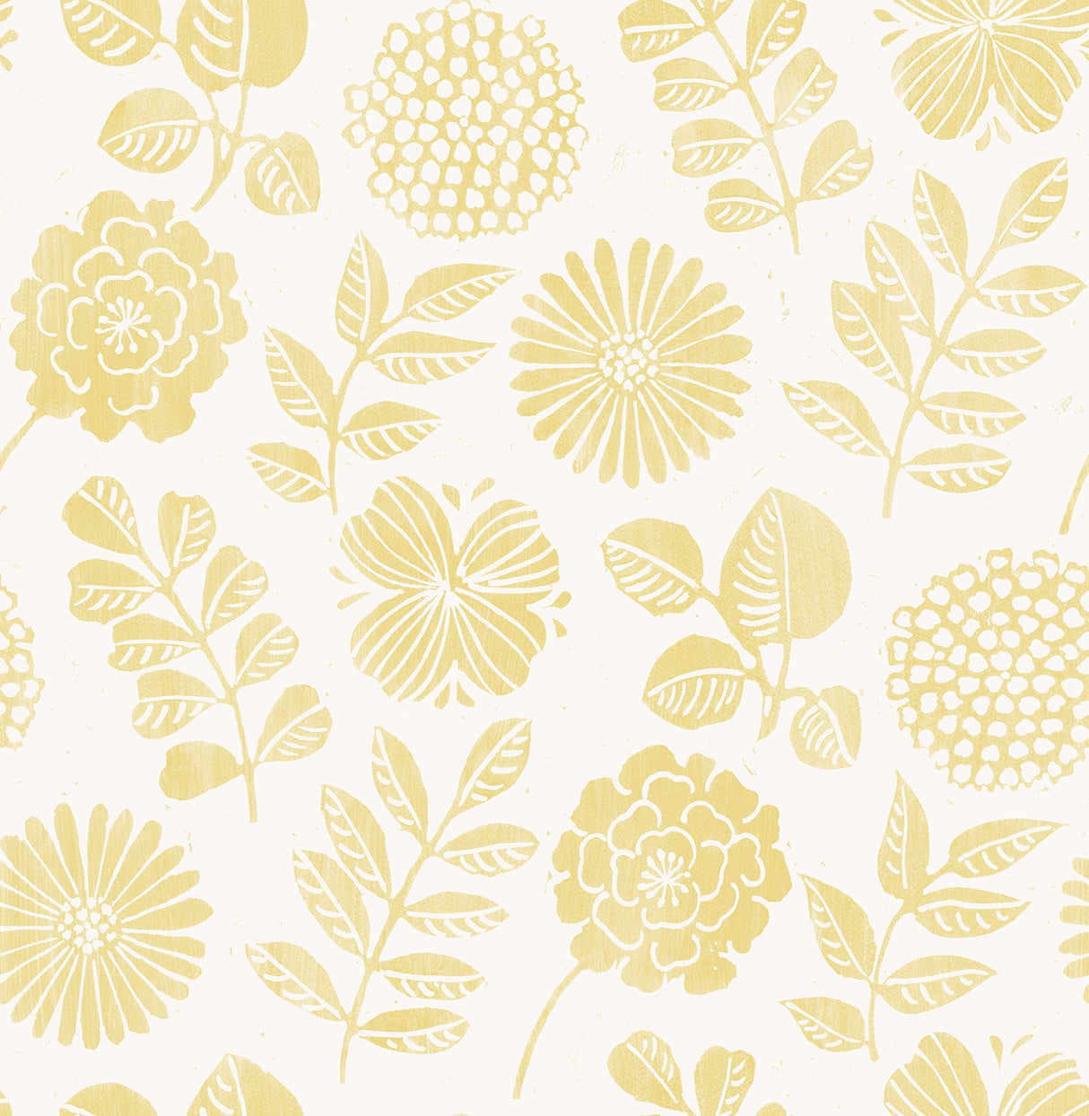 A-Street Prints 4066-26530 Inge Yellow Floral Block Print Wallpaper