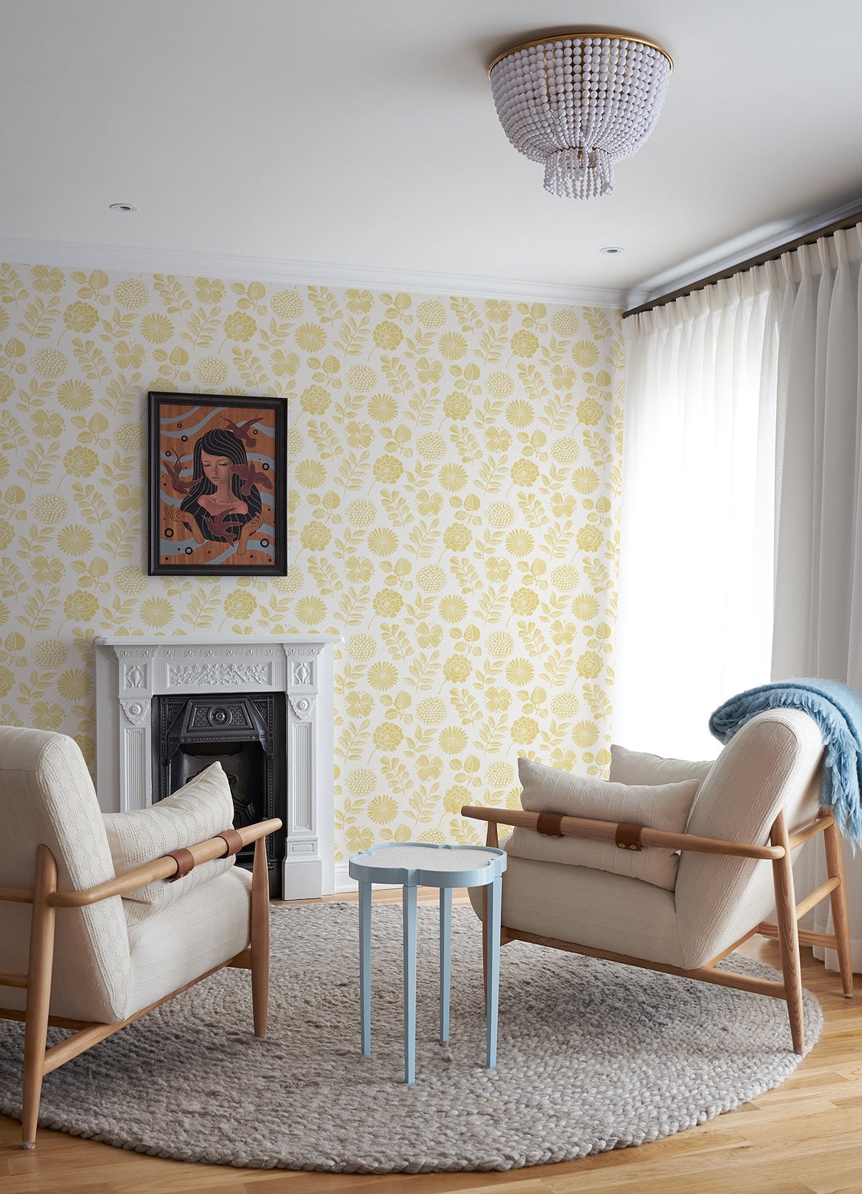 A-Street Prints 4066-26530 Inge Yellow Floral Block Print Wallpaper