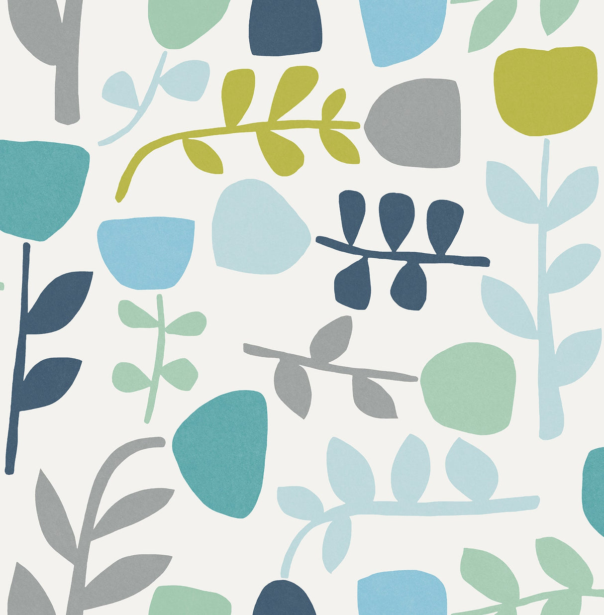 A-Street Prints 4066-26536 Juni Teal Abstract Tulips Wallpaper