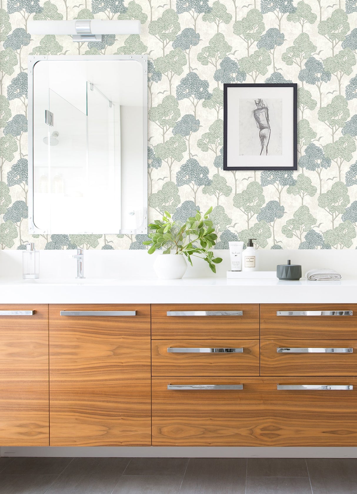 A-Street Prints 4066-26542 Lykke Green Textured Tree Wallpaper