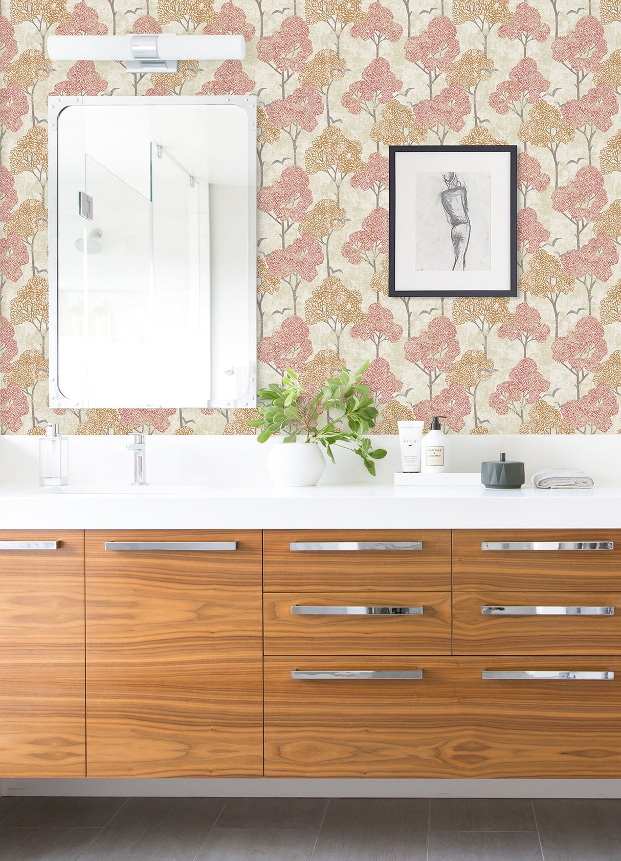 A-Street Prints 4066-26544 Lykke Coral Textured Tree Wallpaper