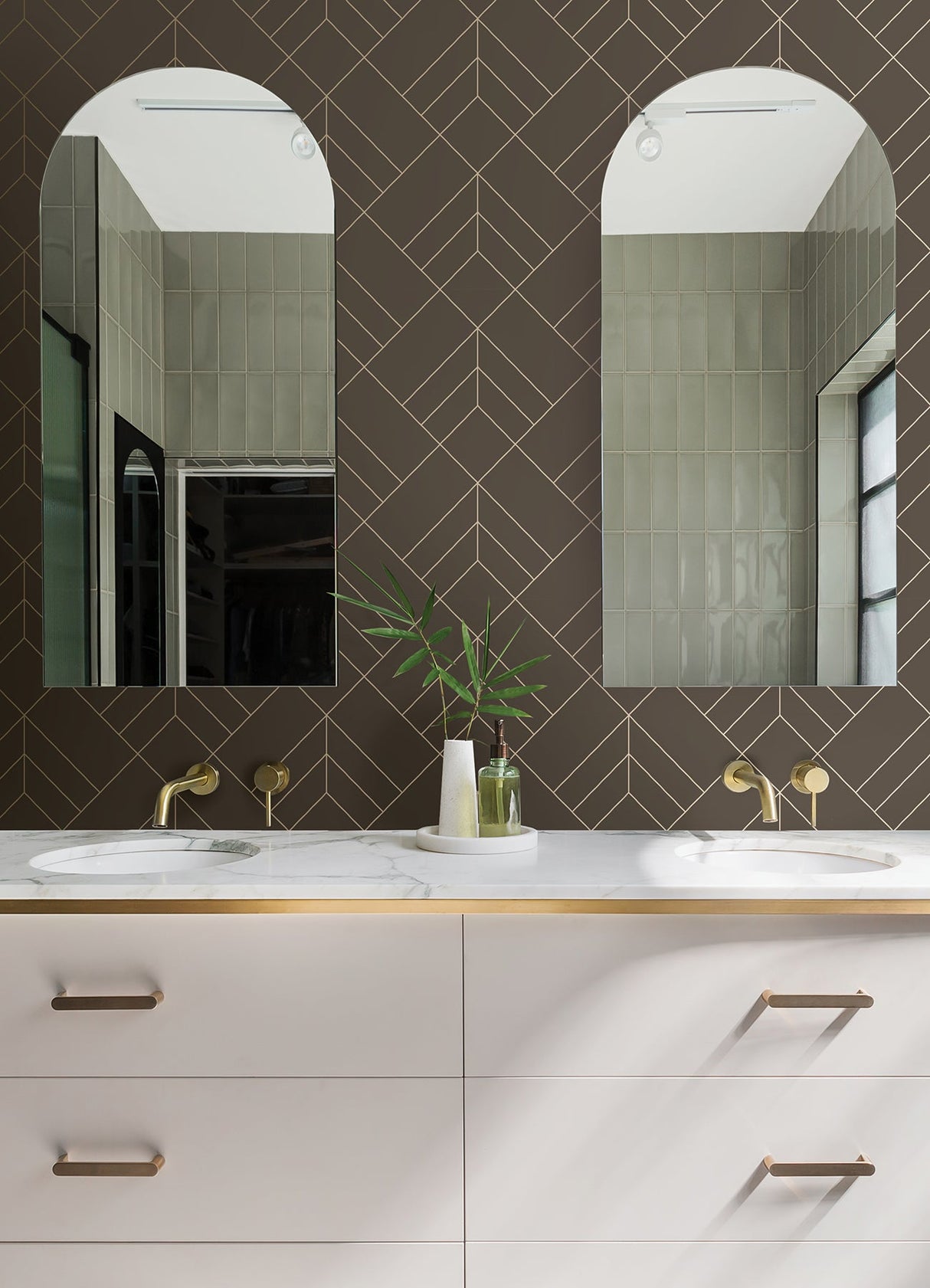 A-Street Prints 4066-26549 Sander Chocolate Geometric Wallpaper