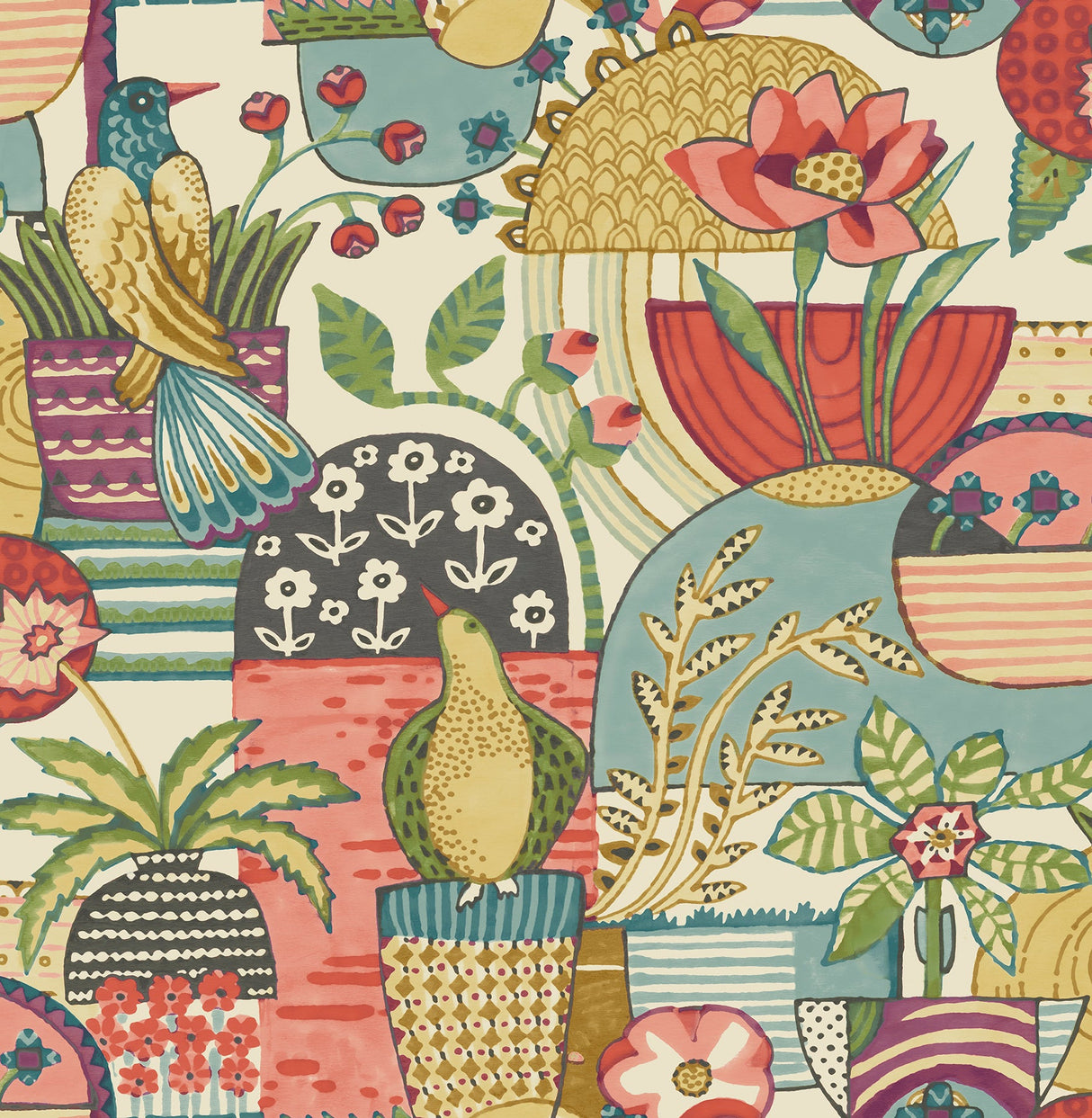 A-Street Prints 4066-26558 Fika Plum Blissful Birds & Blooms Wallpaper