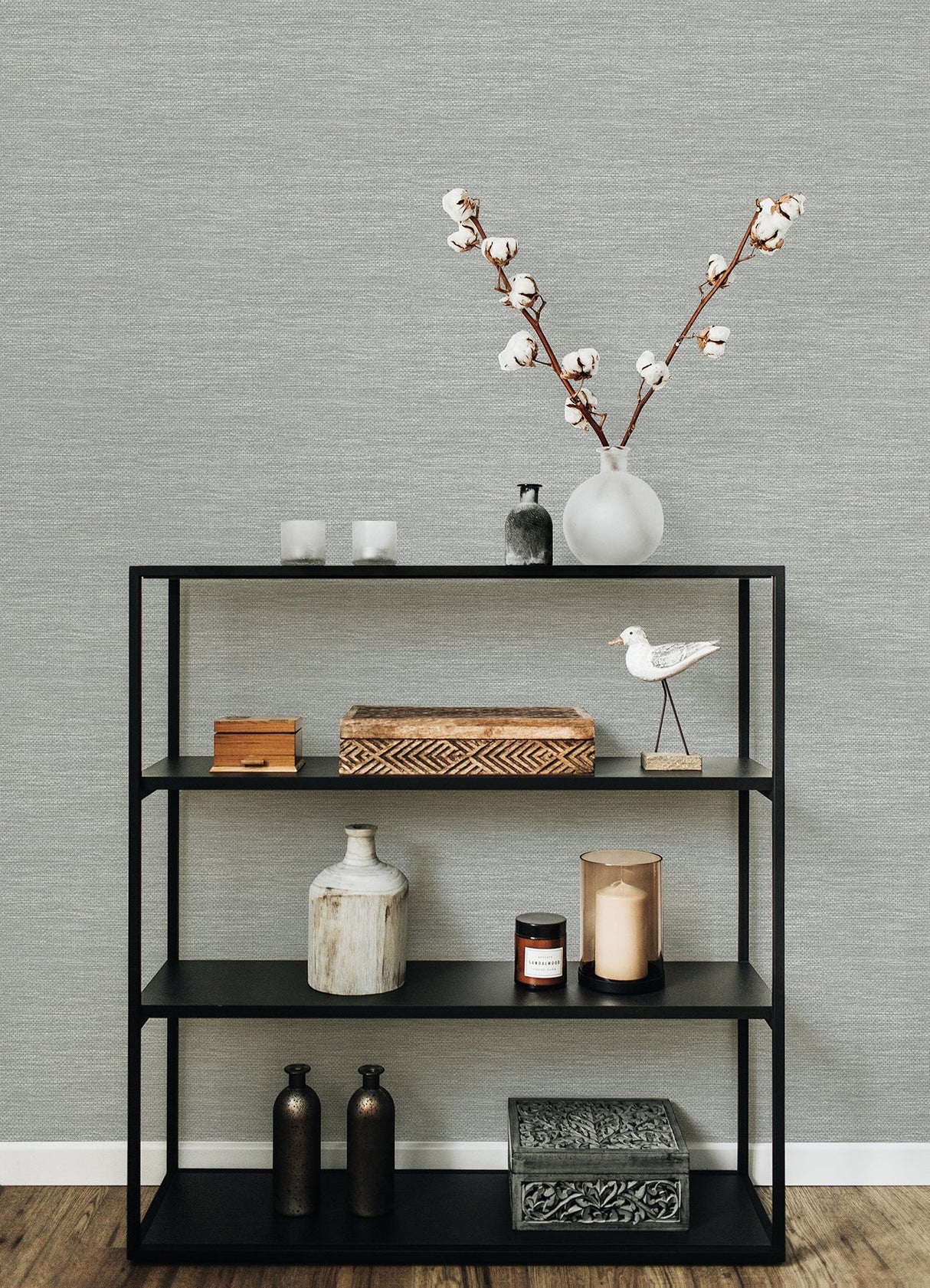 A-Street Prints 4066-26562 Malin Light Grey Faux Grasscloth Wallpaper