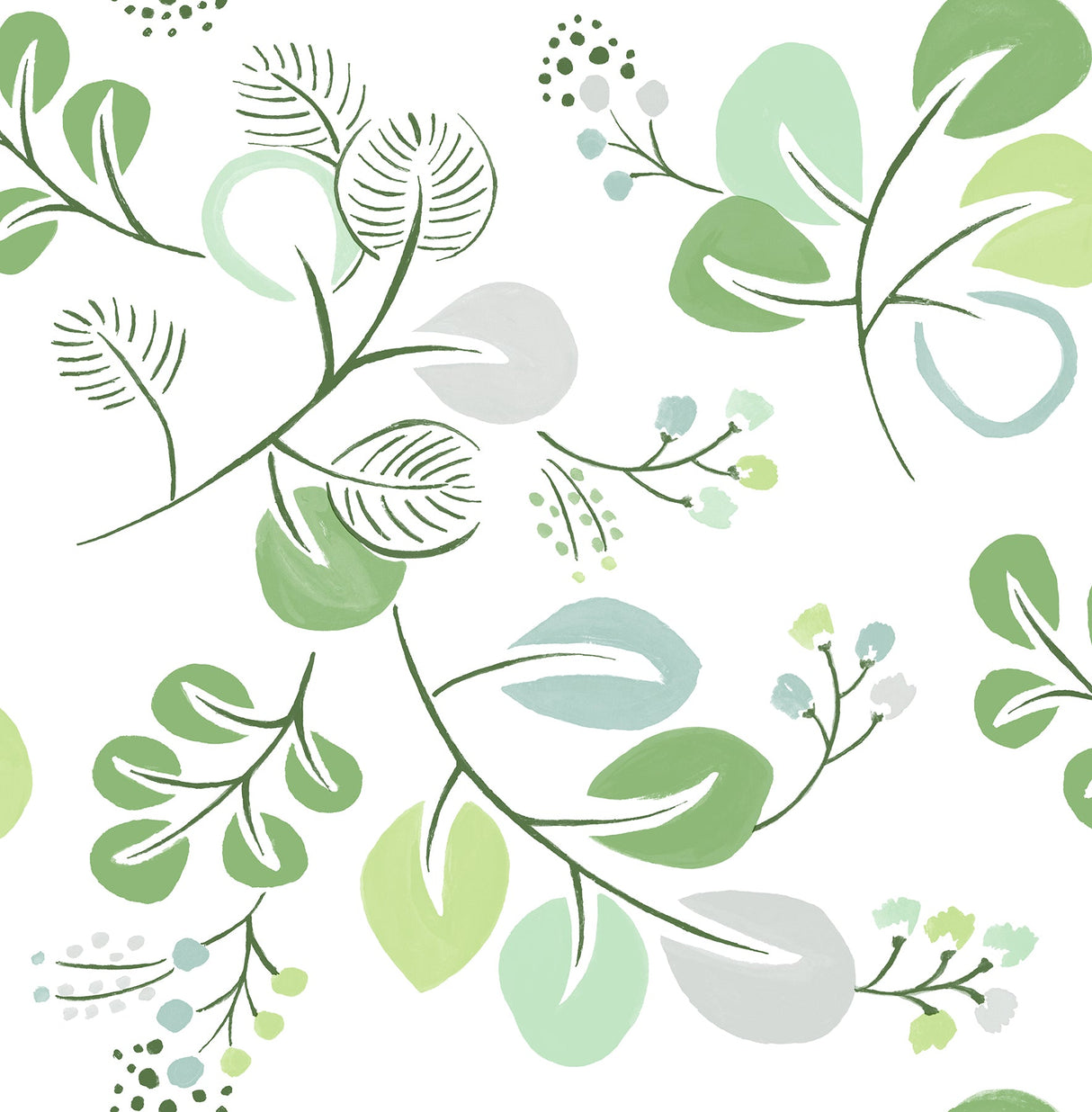 A-Street Prints 4066-26565 Jonah Light Green Leaf Trail Wallpaper