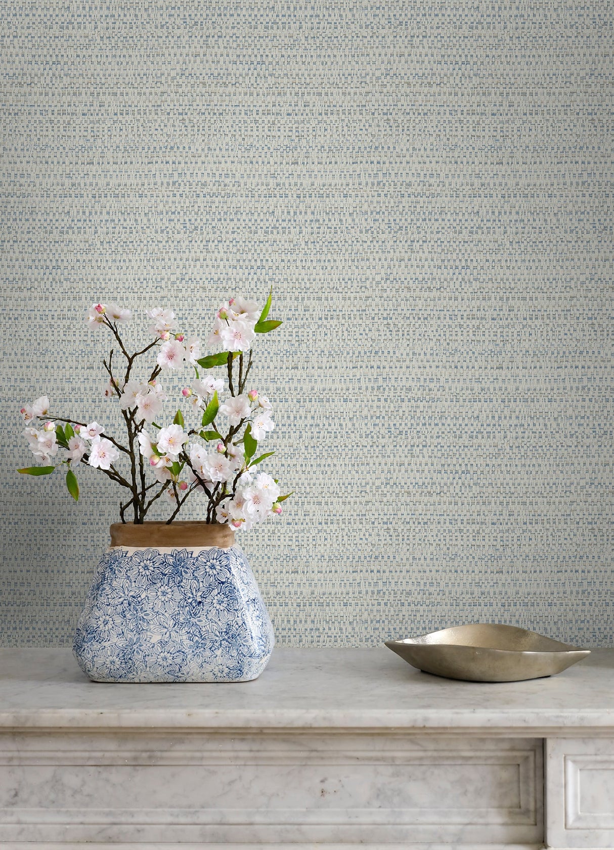 Chesapeake 4071-70056 Balantine Light Blue Weave Wallpaper