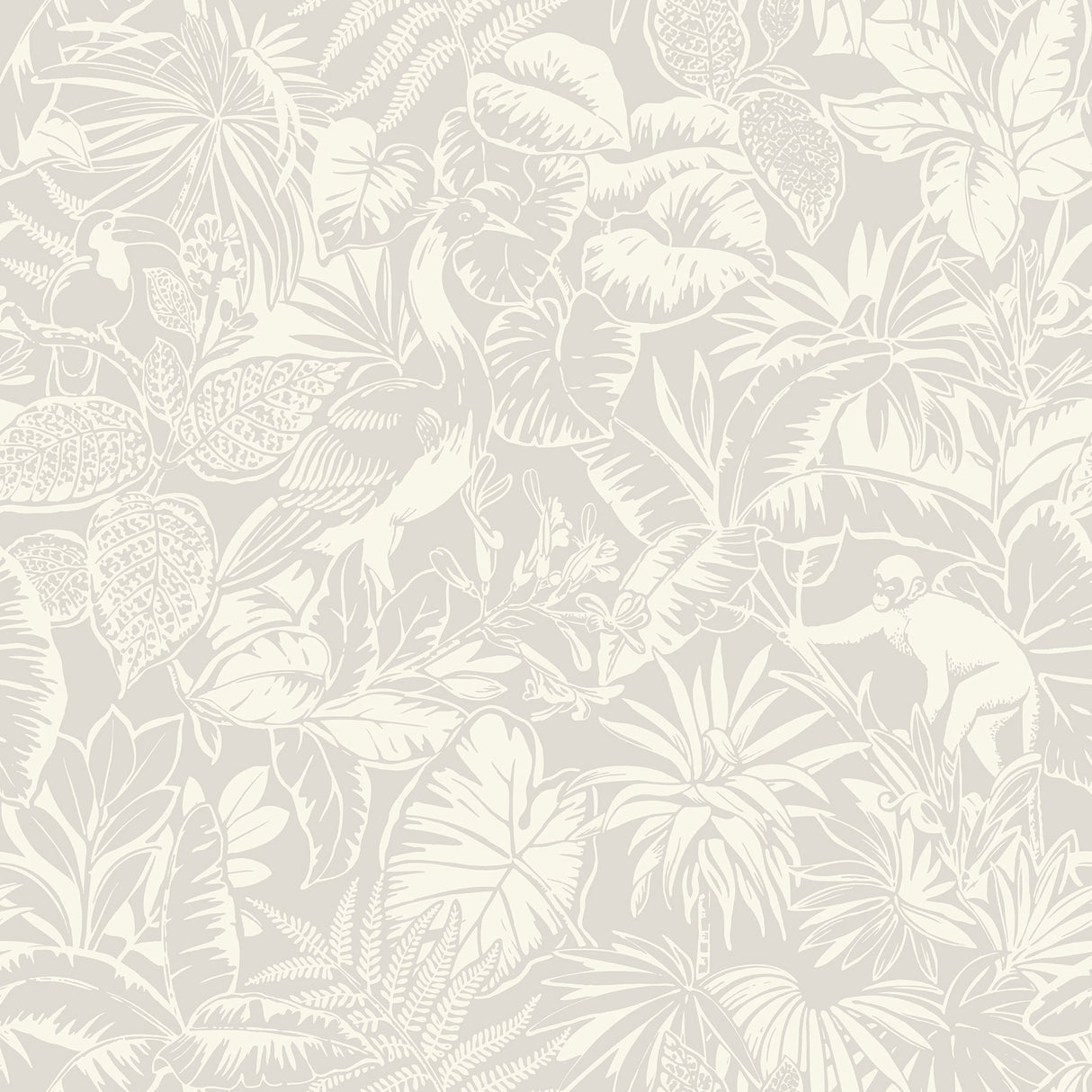Chesapeake 4071-71011 Corcovado Grey Jungle Jamboree Wallpaper