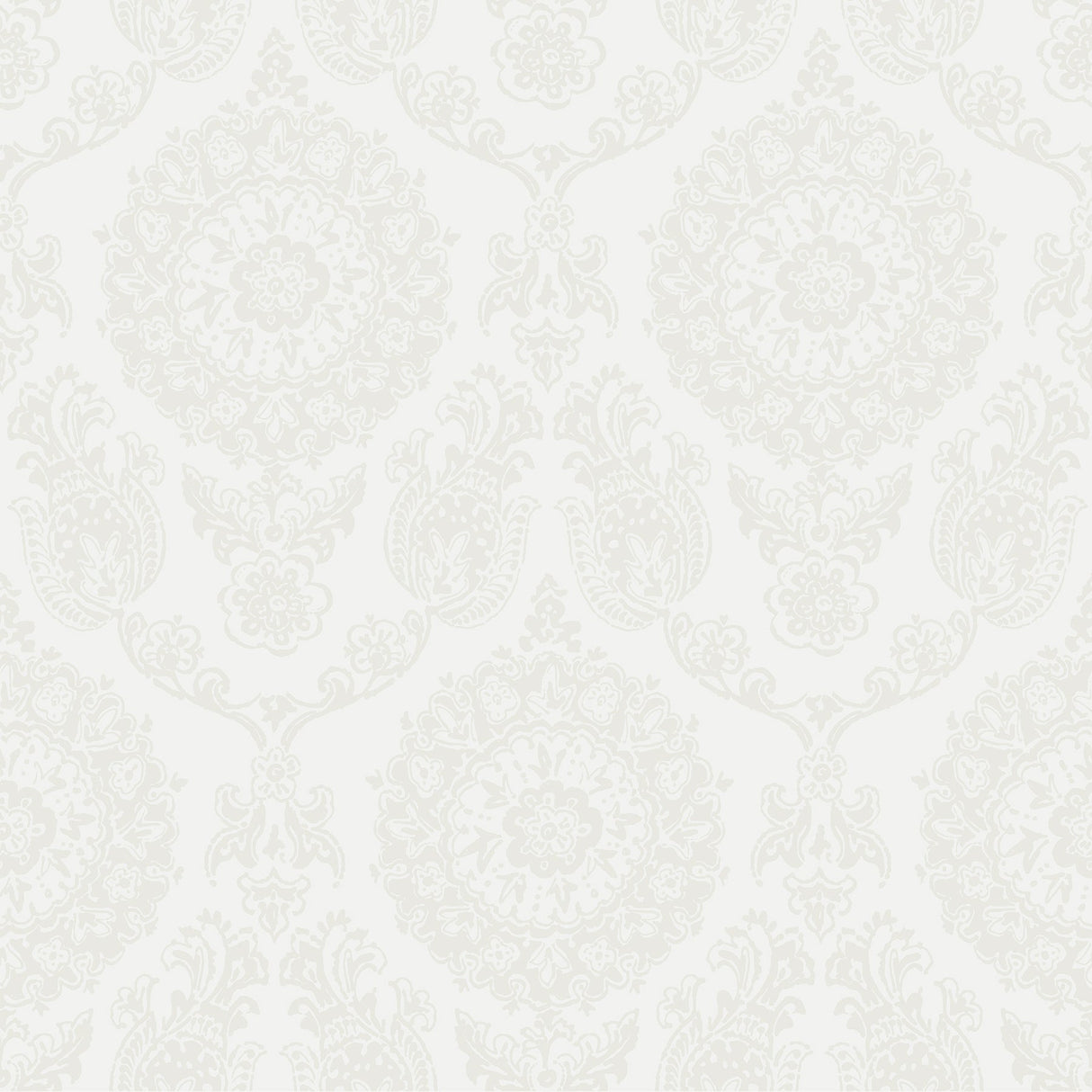 Chesapeake 4071-71021 Helm Damask White Floral Medallion Wallpaper