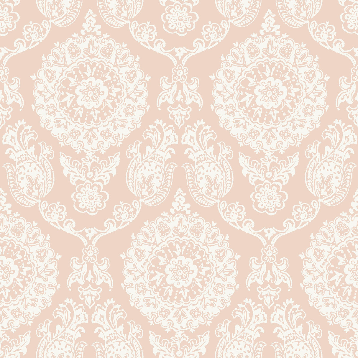 Chesapeake 4071-71022 Helm Damask Blush Floral Medallion Wallpaper
