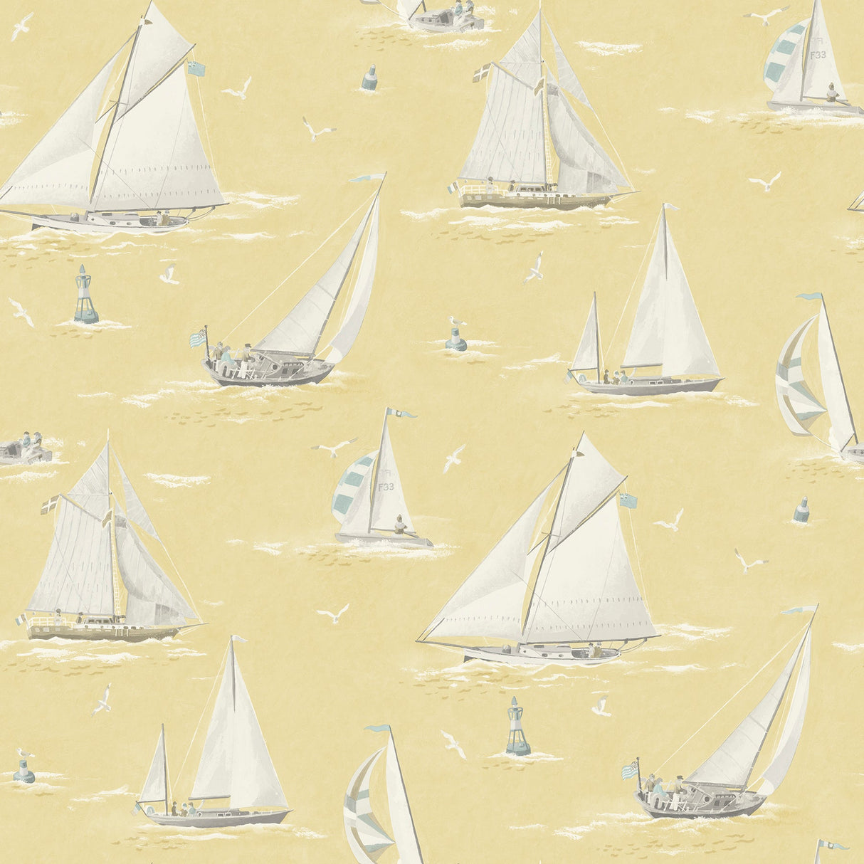Chesapeake 4071-71033 Leeward Yellow Sailboat Wallpaper