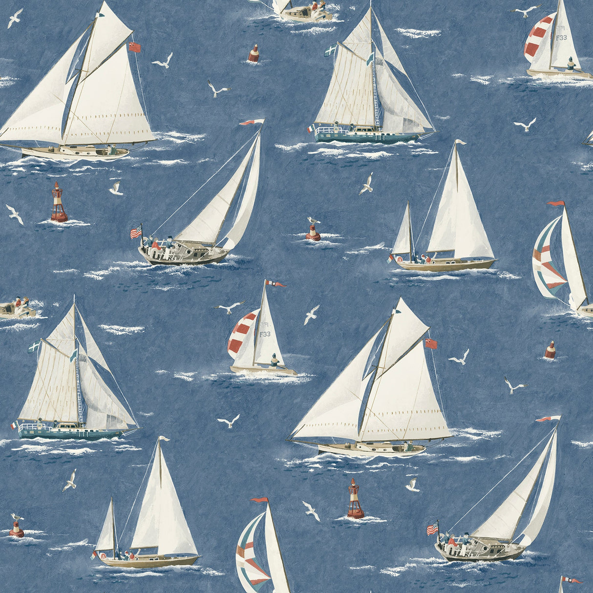 Chesapeake 4071-71035 Leeward Navy Sailboat Wallpaper