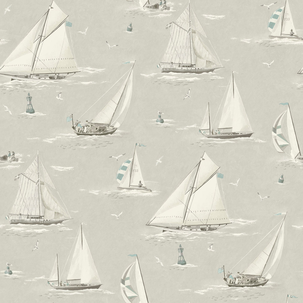 Chesapeake 4071-71036 Leeward Light Grey Sailboat Wallpaper