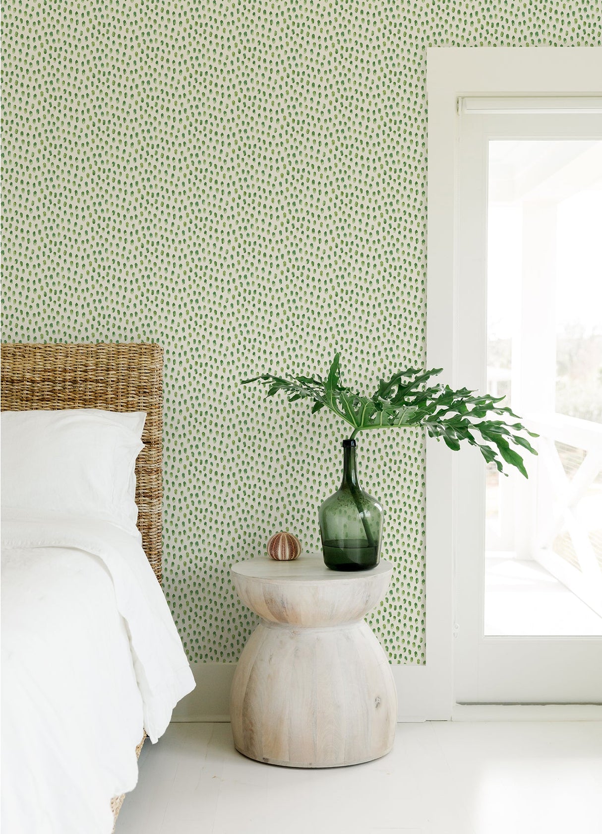 Chesapeake 4071-71062 Sand Drips Green Painted Dots Wallpaper