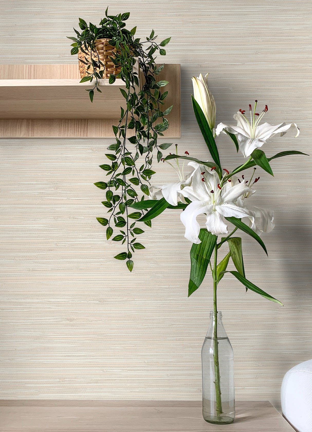 Chesapeake 4071-71064 Grassweave Peach Imitation Grasscloth Wallpaper