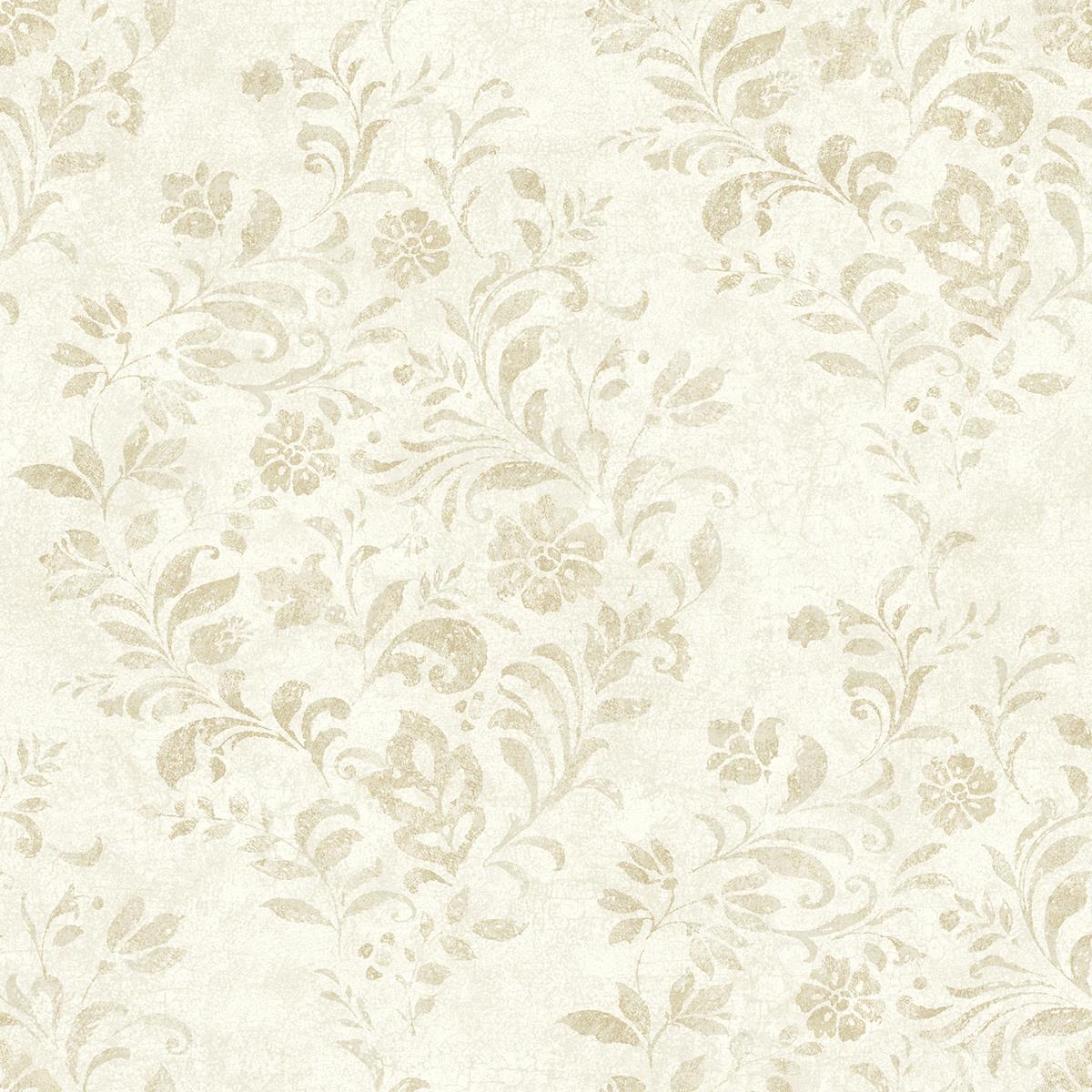 Chesapeake 4072-70007 Isidore Wheat Scroll Wallpaper