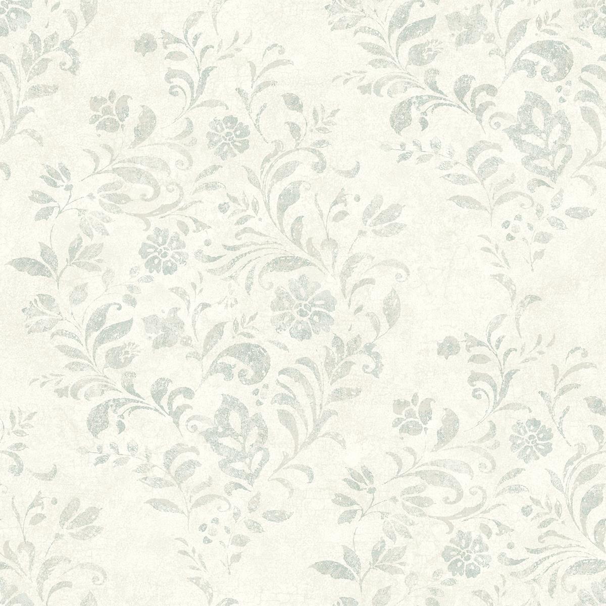 Chesapeake 4072-70009 Isidore Aqua Scroll Wallpaper