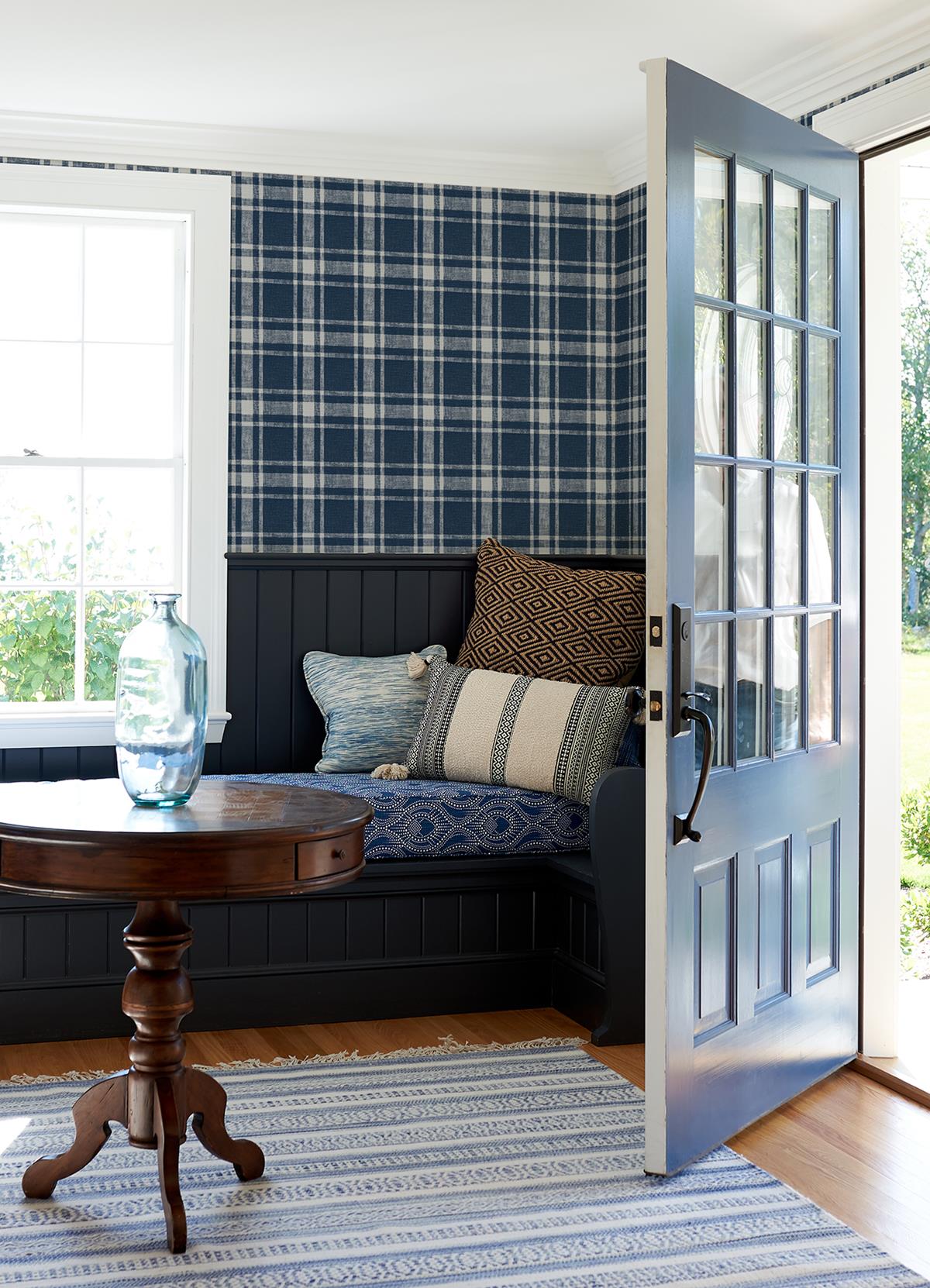 Chesapeake 4072-70019 Antoine Dark Blue Flannel Wallpaper