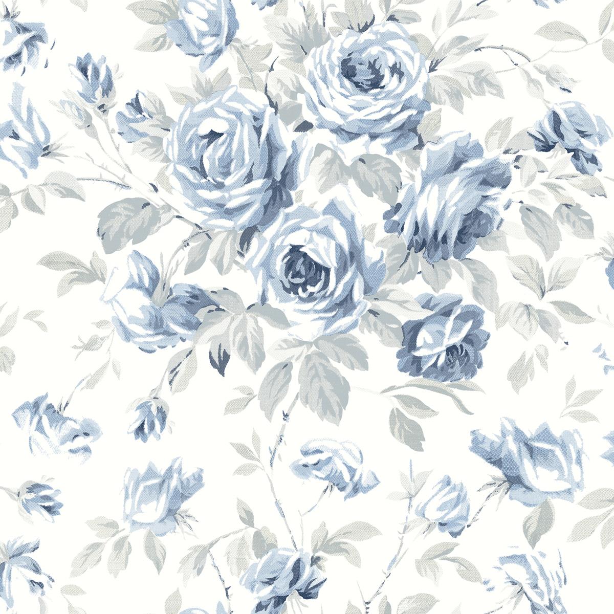 Chesapeake 4072-70025 Manon Blue Rose Stitch Wallpaper