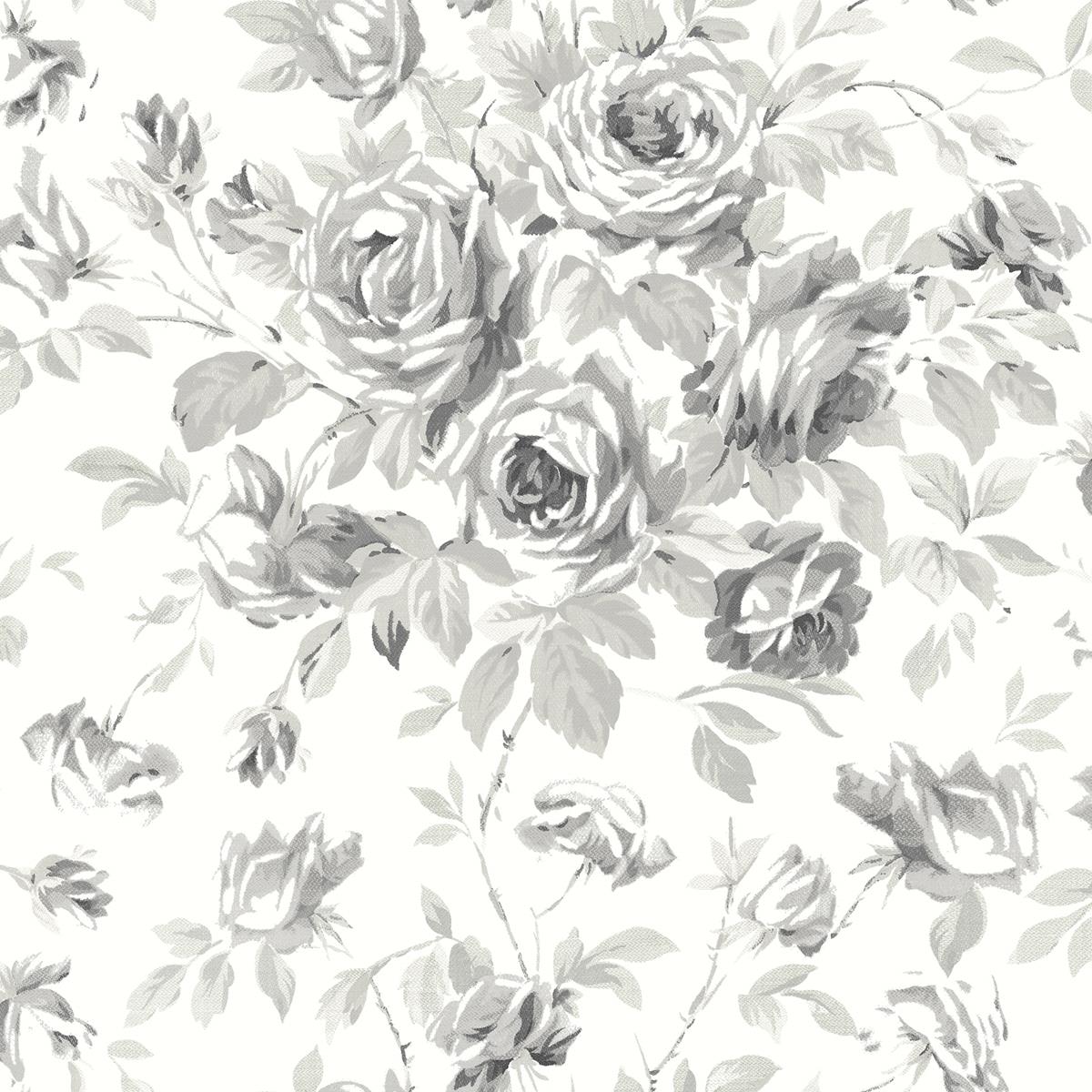 Chesapeake 4072-70026 Manon Charcoal Rose Stitch Wallpaper