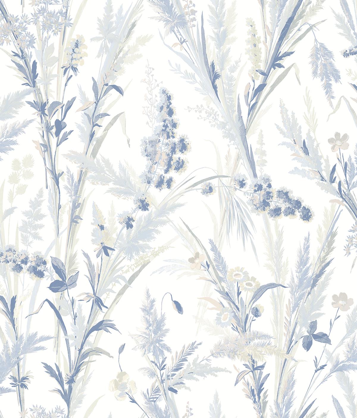Chesapeake 4072-70028 Hillaire Navy Meadow Wallpaper