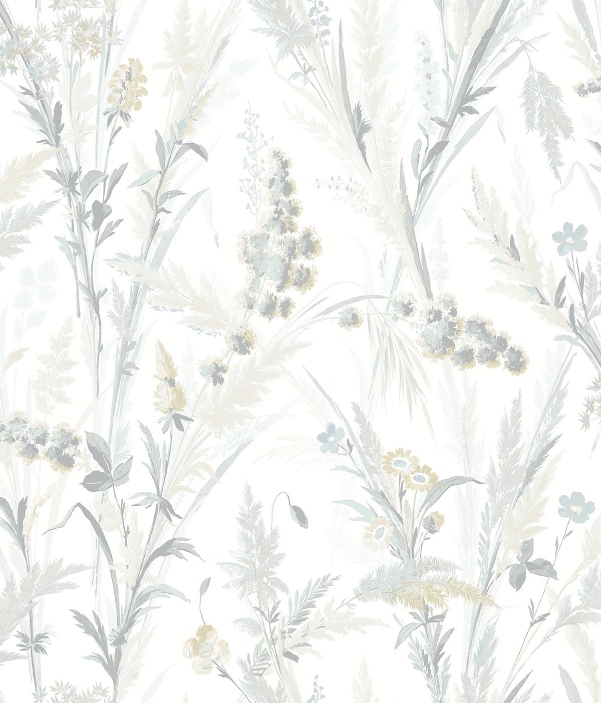 Chesapeake 4072-70030 Hillaire Light Blue Meadow Wallpaper