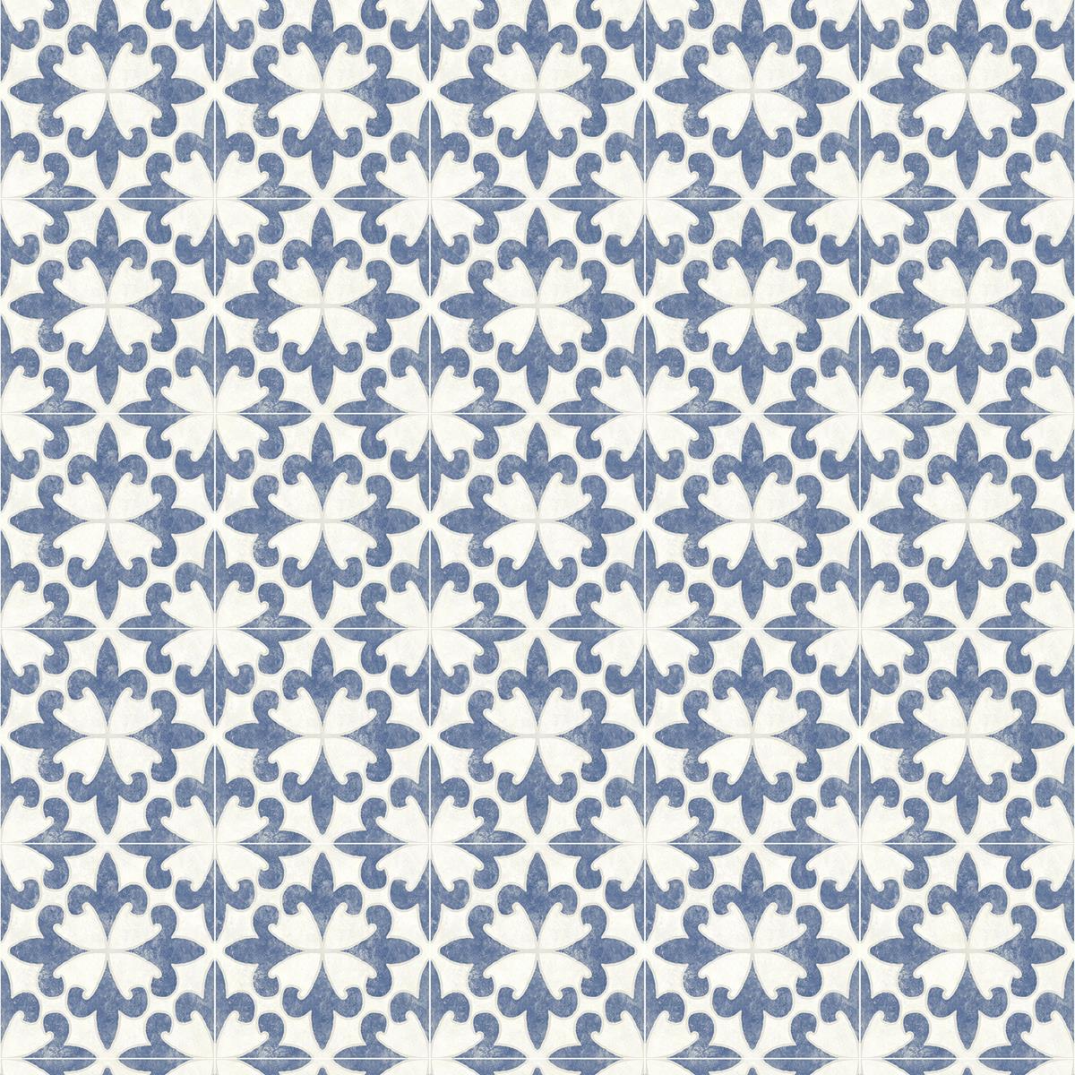 Chesapeake 4072-70033 Remy Blue Fleur Tile Wallpaper