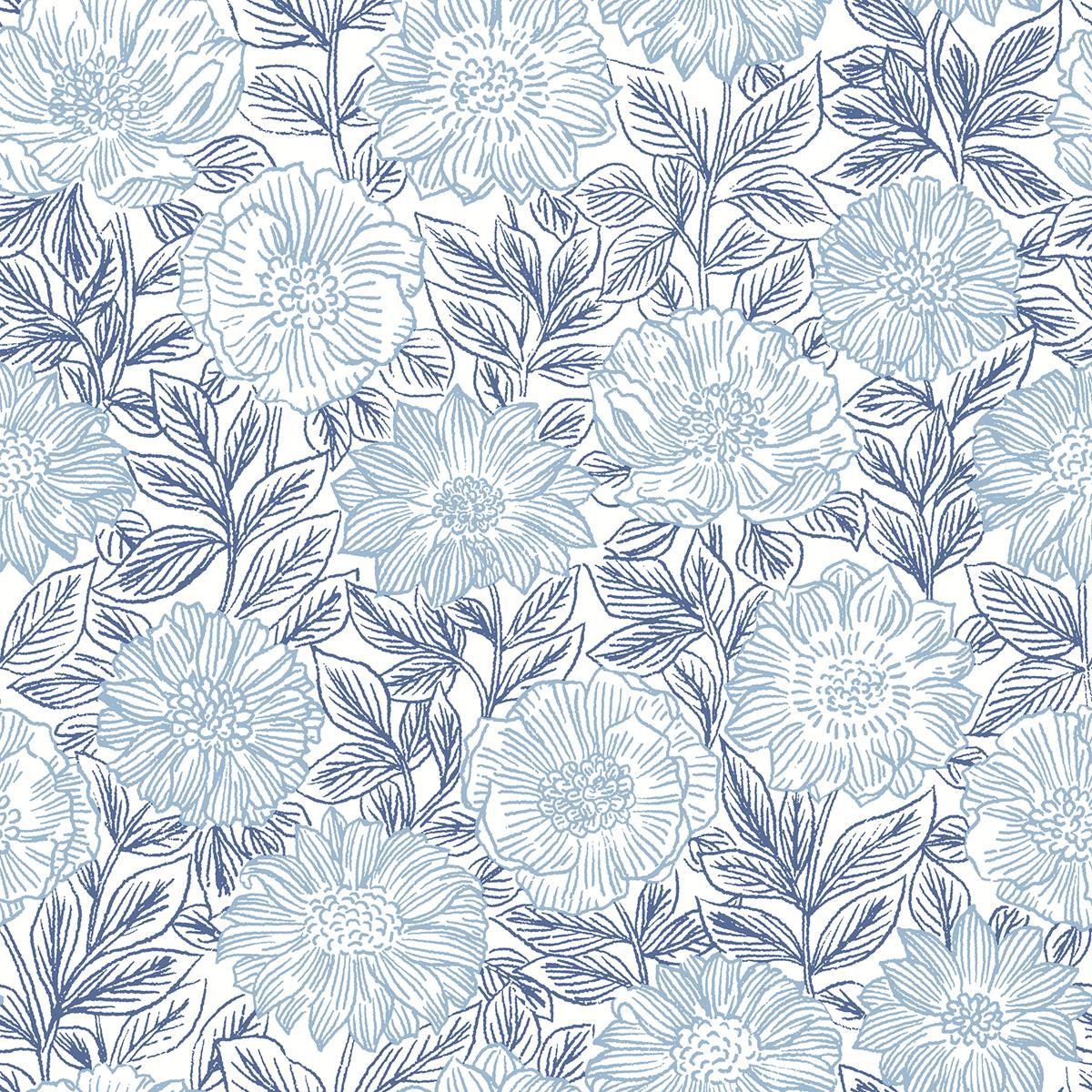 Chesapeake 4072-70047 Faustin Navy Floral Wallpaper