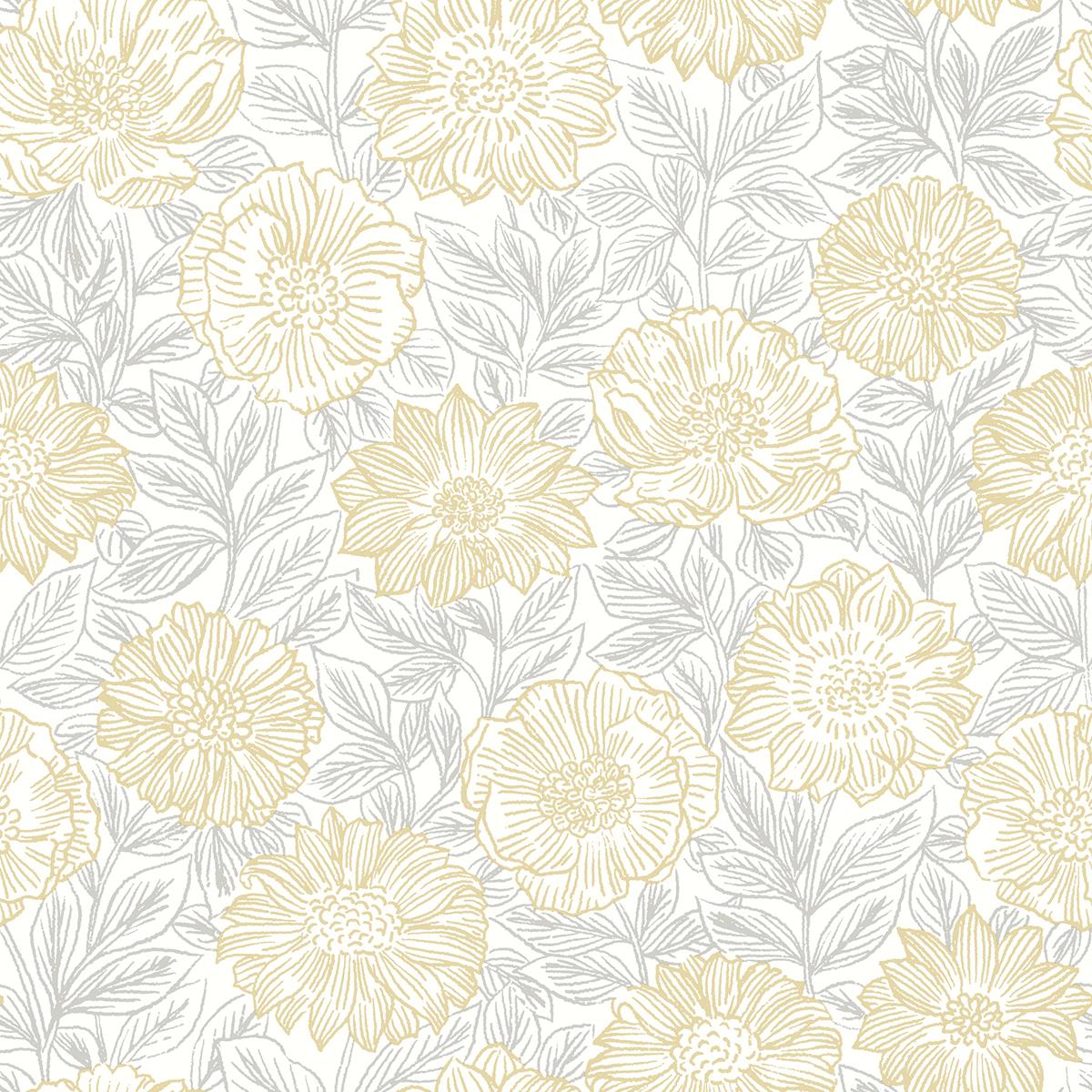 Chesapeake 4072-70048 Faustin Yellow Floral Wallpaper