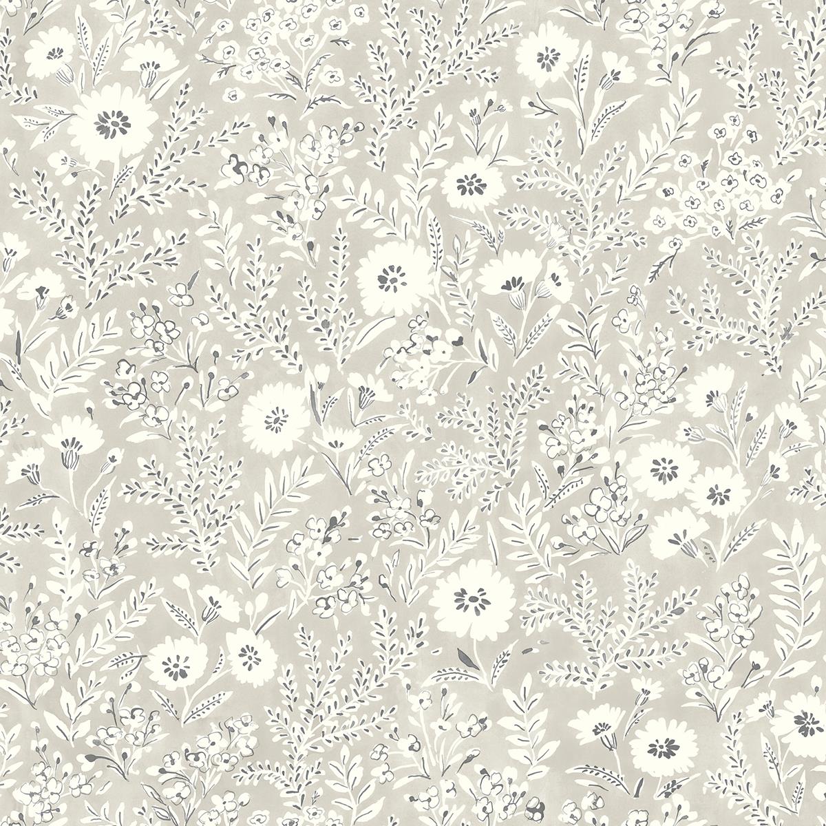 Chesapeake 4072-70049 Agathon Taupe Floral Wallpaper