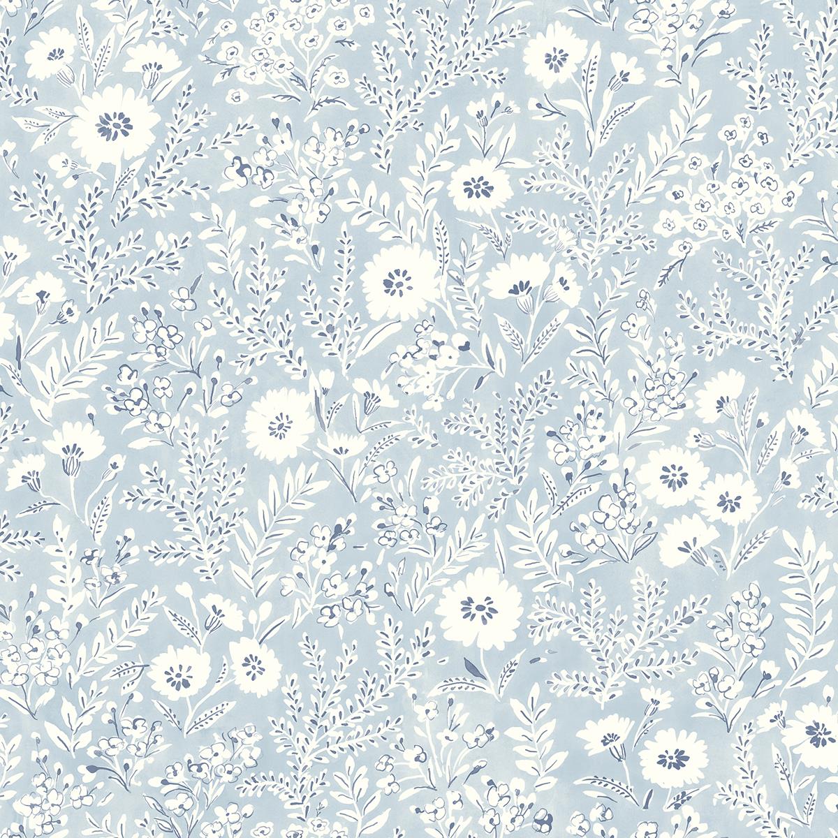 Chesapeake 4072-70050 Agathon Light Blue Floral Wallpaper