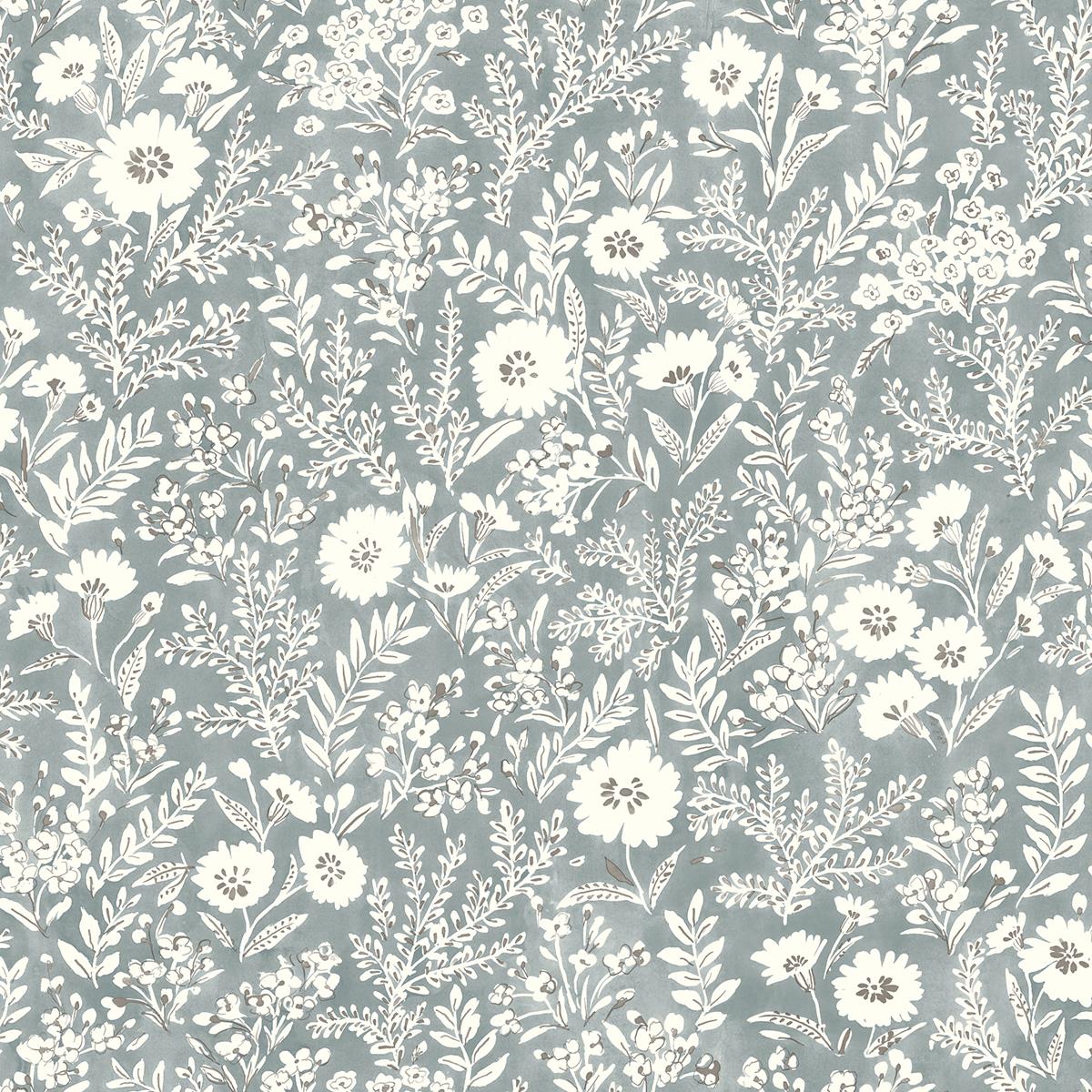 Chesapeake 4072-70051 Agathon Blue Floral Wallpaper