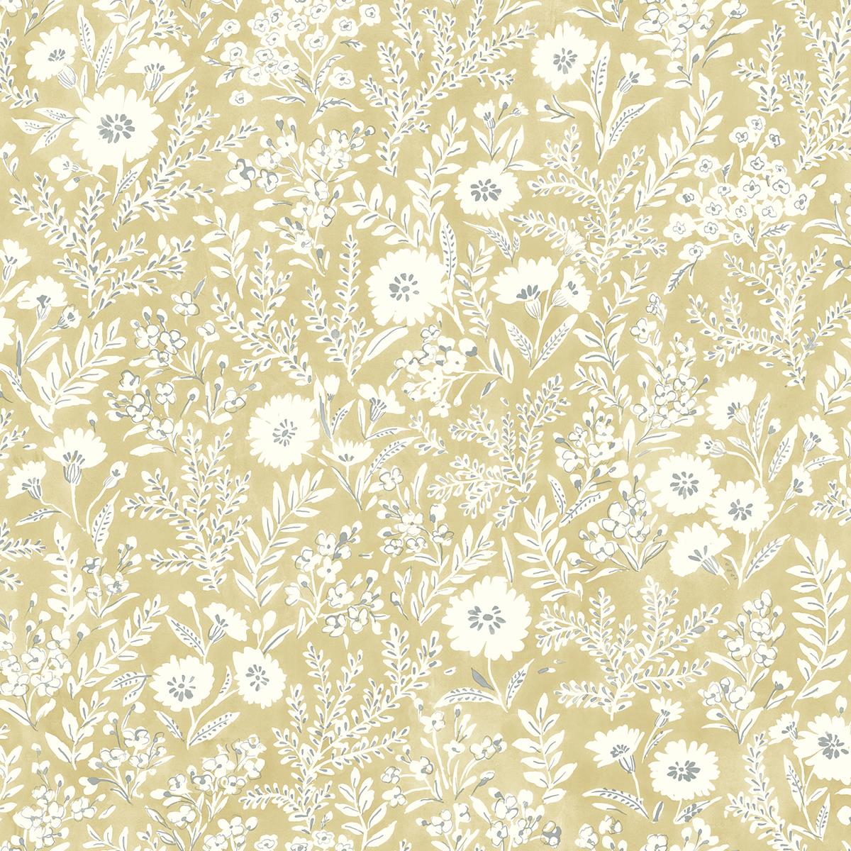 Chesapeake 4072-70052 Agathon Wheat Floral Wallpaper