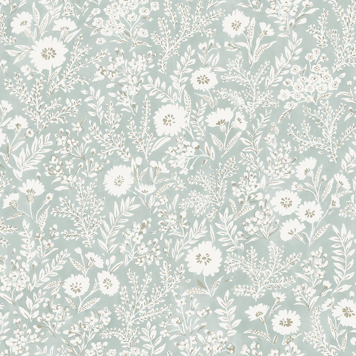 Chesapeake 4072-70053 Agathon Seafoam Floral Wallpaper